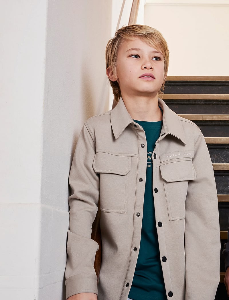 Indian Blue Jeans - Shirt Jack Twill Stretch Print - leichte jacken - timber wolf - 4