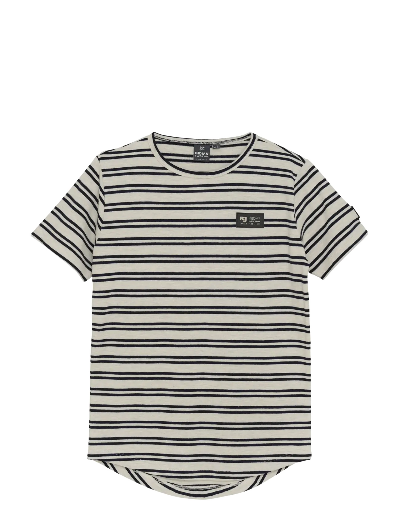 INDIAN Blau JEANS T-Shirt Stripe Badge Patterned - 164 - Kinder