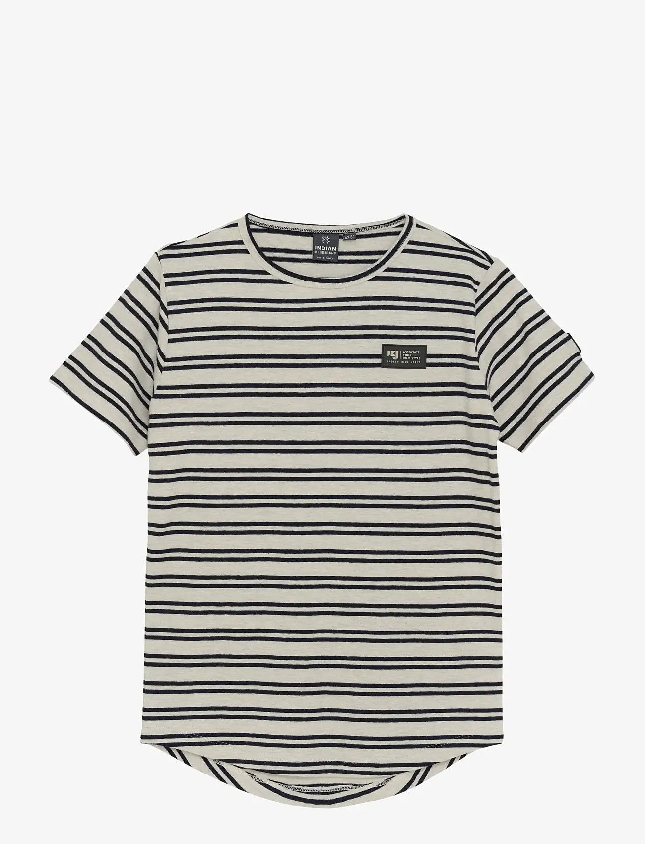 Indian Blue Jeans - T-Shirt Stripe Badge - kortærmede t-shirts - light grey melange - 1