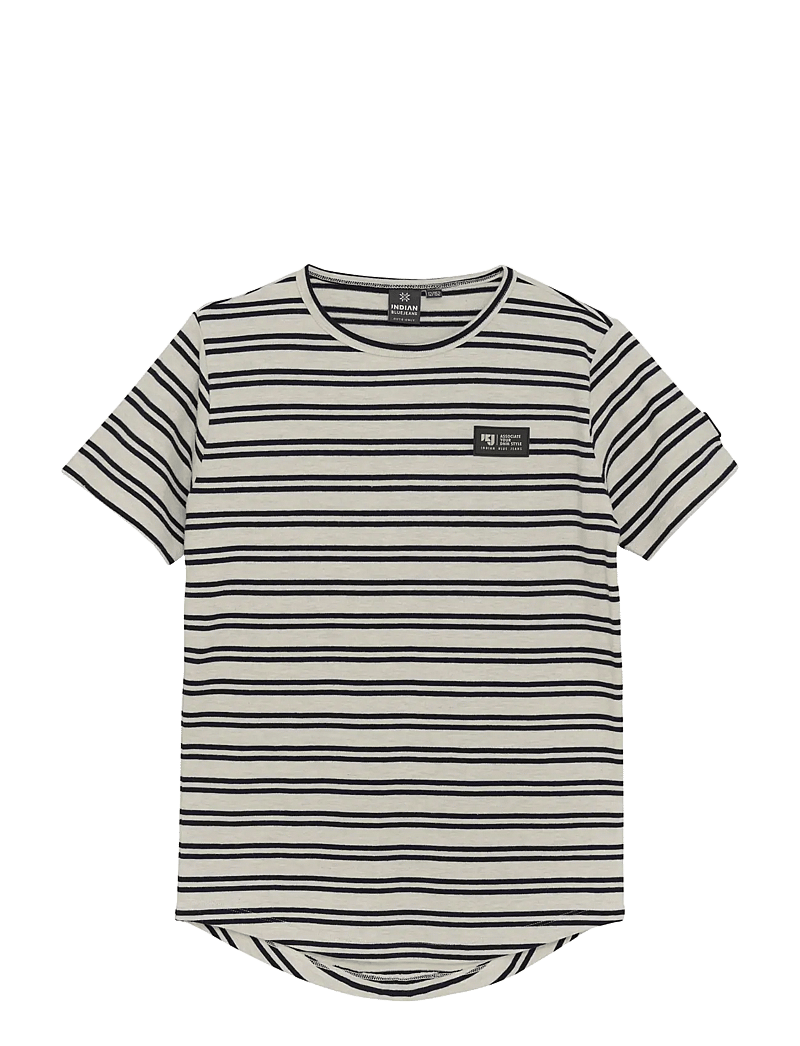 Indian Blue Jeans - T-Shirt Stripe Badge - kortærmede t-shirts - light grey melange - 1