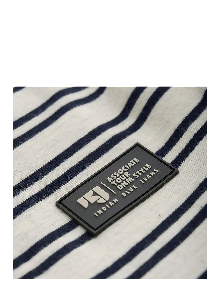 Indian Blue Jeans - T-Shirt Stripe Badge - kurzärmelige - light grey melange - 3