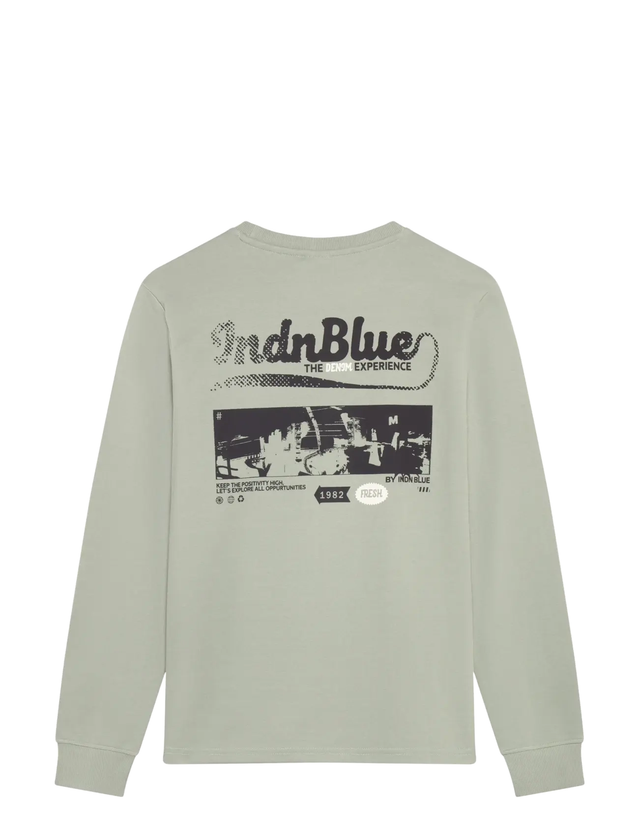 Indian Blue Jeans - T-Shirt LS AW Sleeve - höstkläder - dust green - 1
