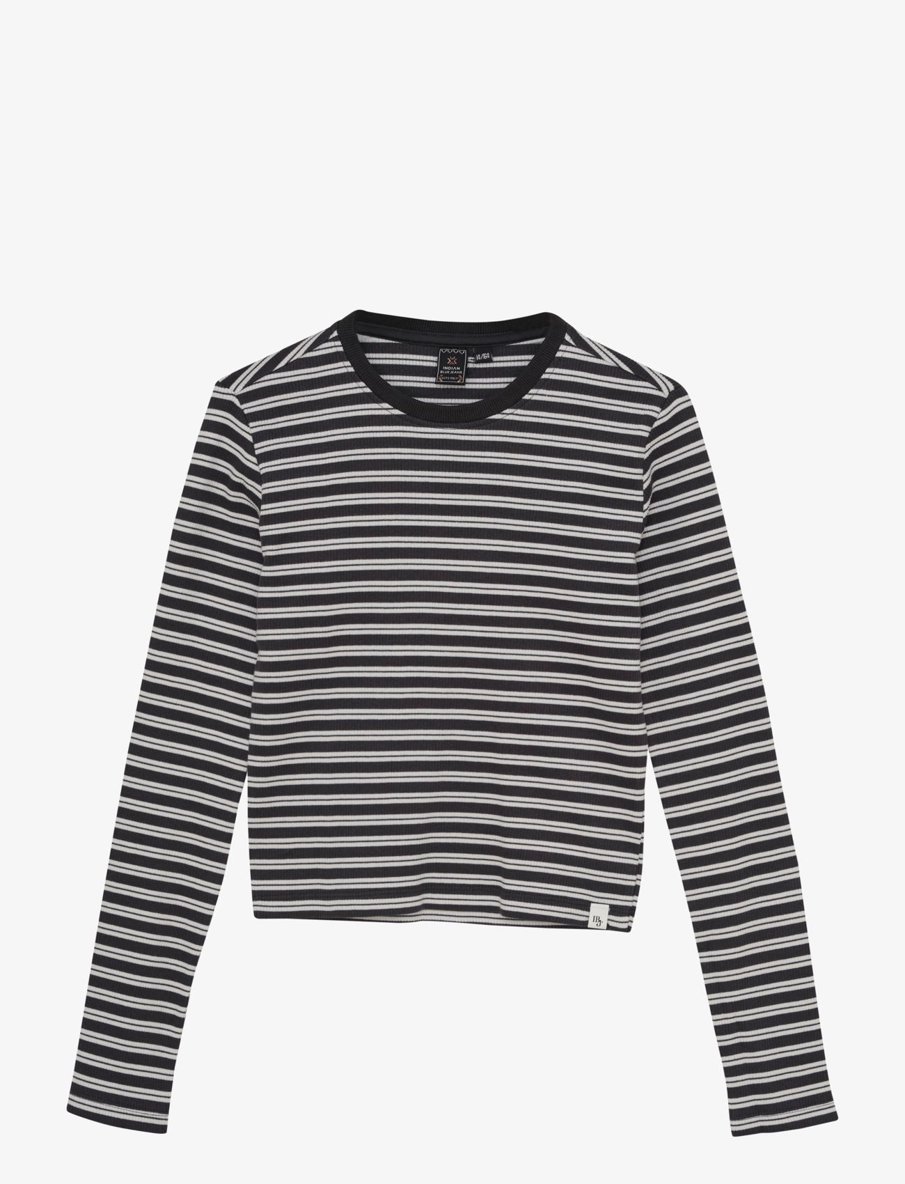 Indian Blue Jeans T-shirt LS Cropped Striped - 4 for 3 - PHANTOM / black