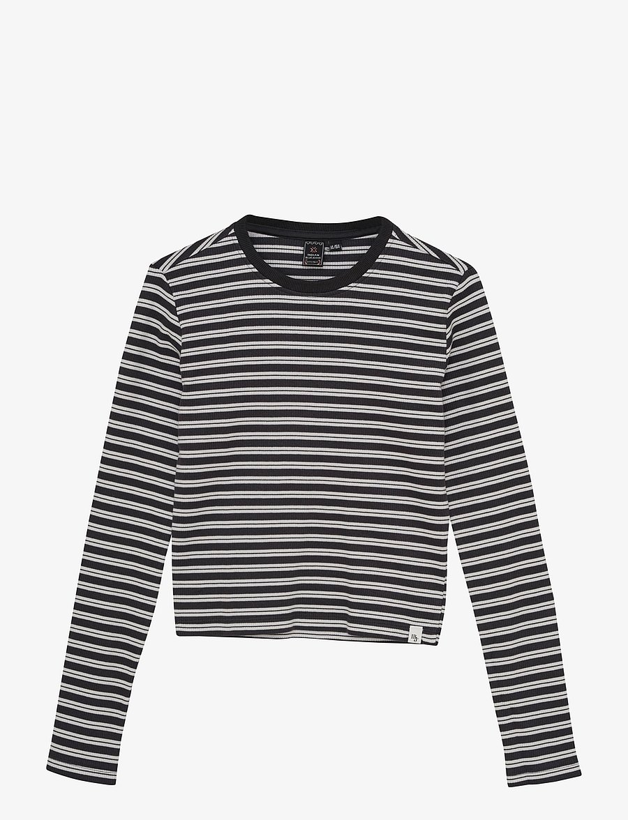 Indian Blue Jeans - T-shirt LS Cropped Striped - långärmade t-shirts - phantom - 0