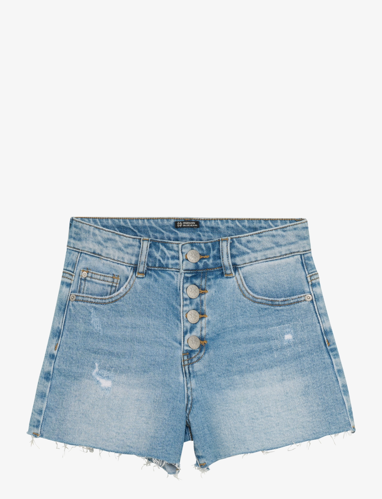 Indian Blue Jeans Wide Denim Shorts Damaged - Riided - LIGHT DENIM BLUE / blue