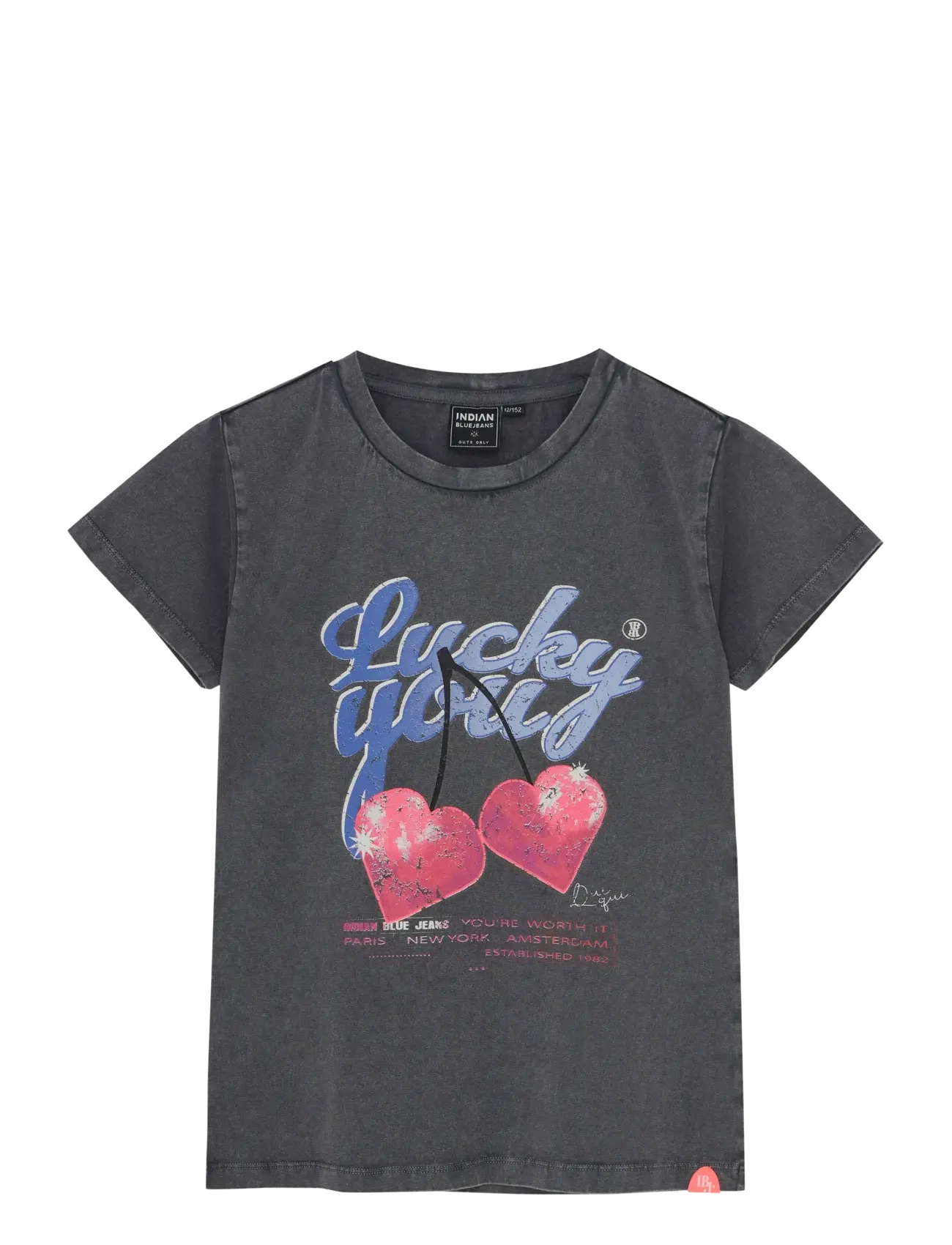 INDIAN Blau JEANS T-Shirt Cherry Schwarz - 152 - Kinder