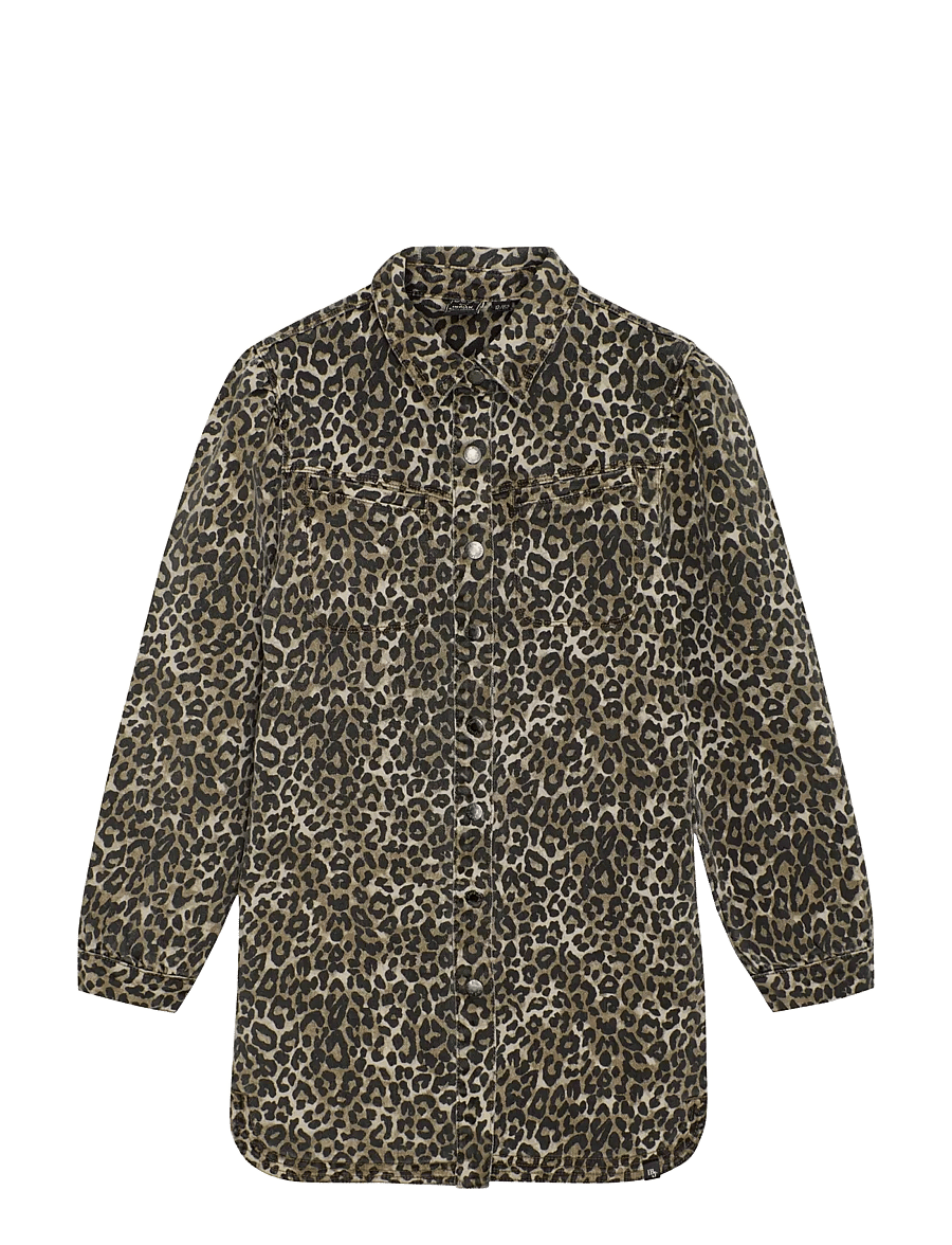 Indian Blue Jeans - Dress Leopard - långärmade vardagsklänningar - cornstalk - 1