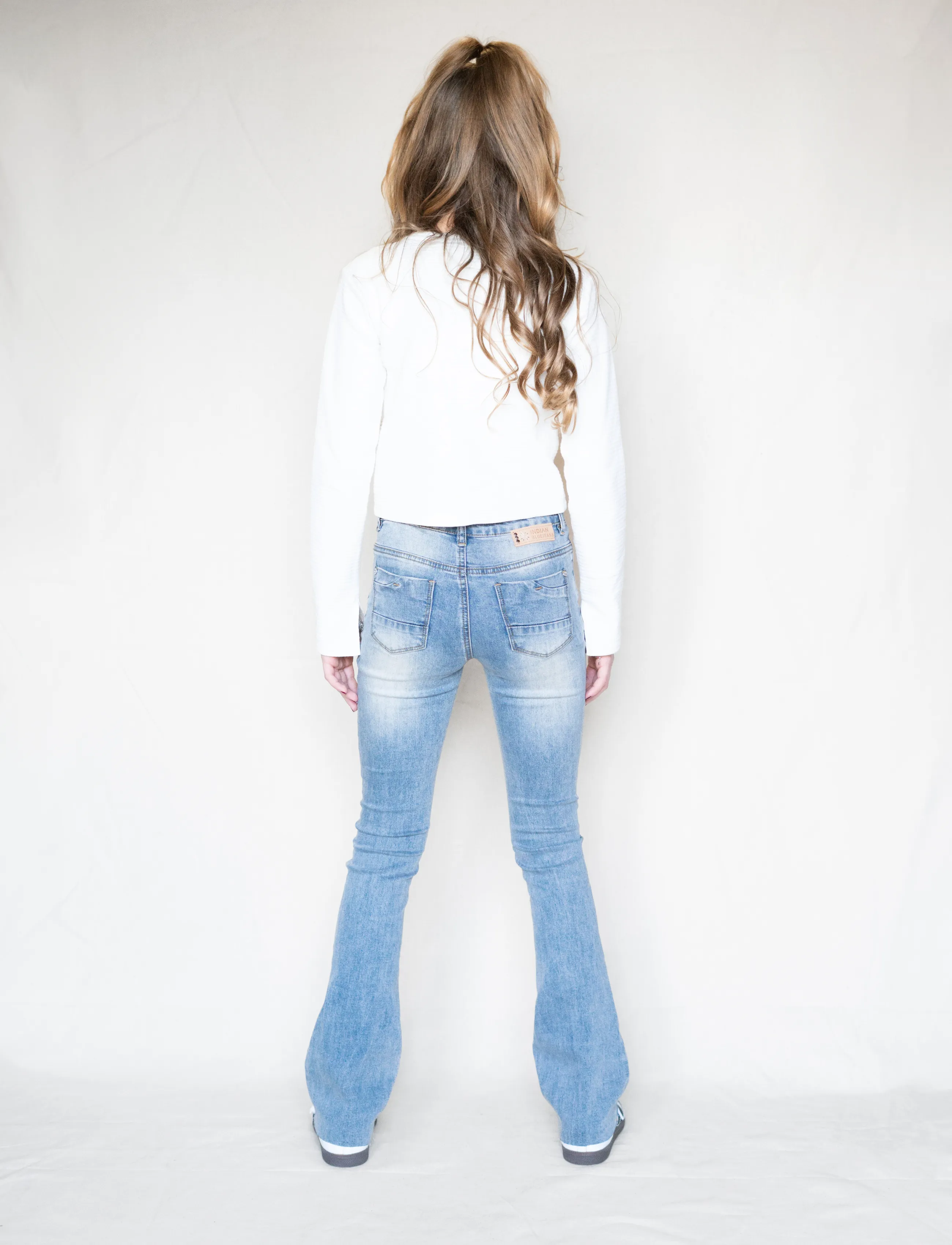 Indian Blue Jeans Flared Fit Medium Denim, 128, Jeans, Blau - Bootcut Kinder