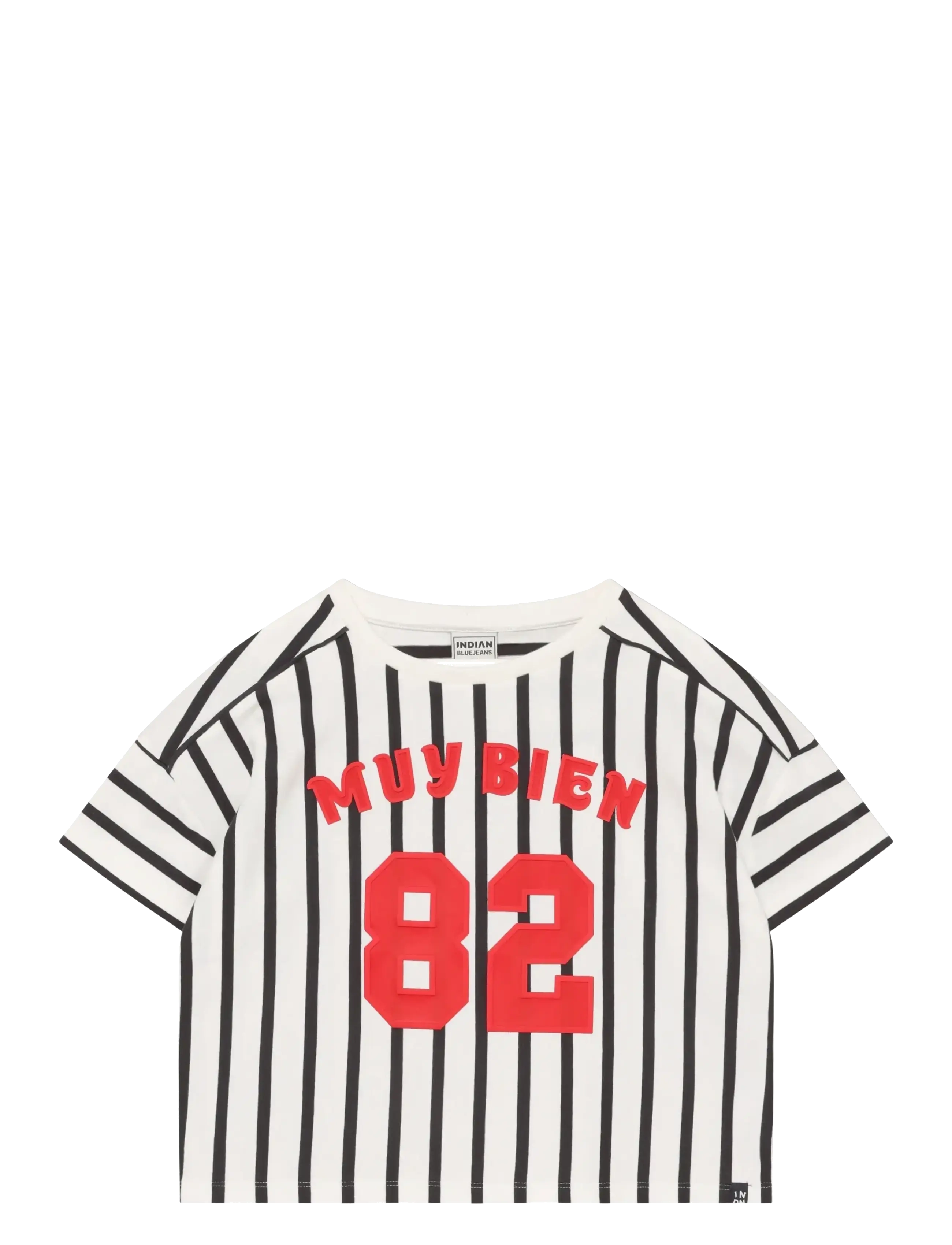INDIAN Blau JEANS T-Shirt Vertical Stripe Weiß - 110 - Kinder