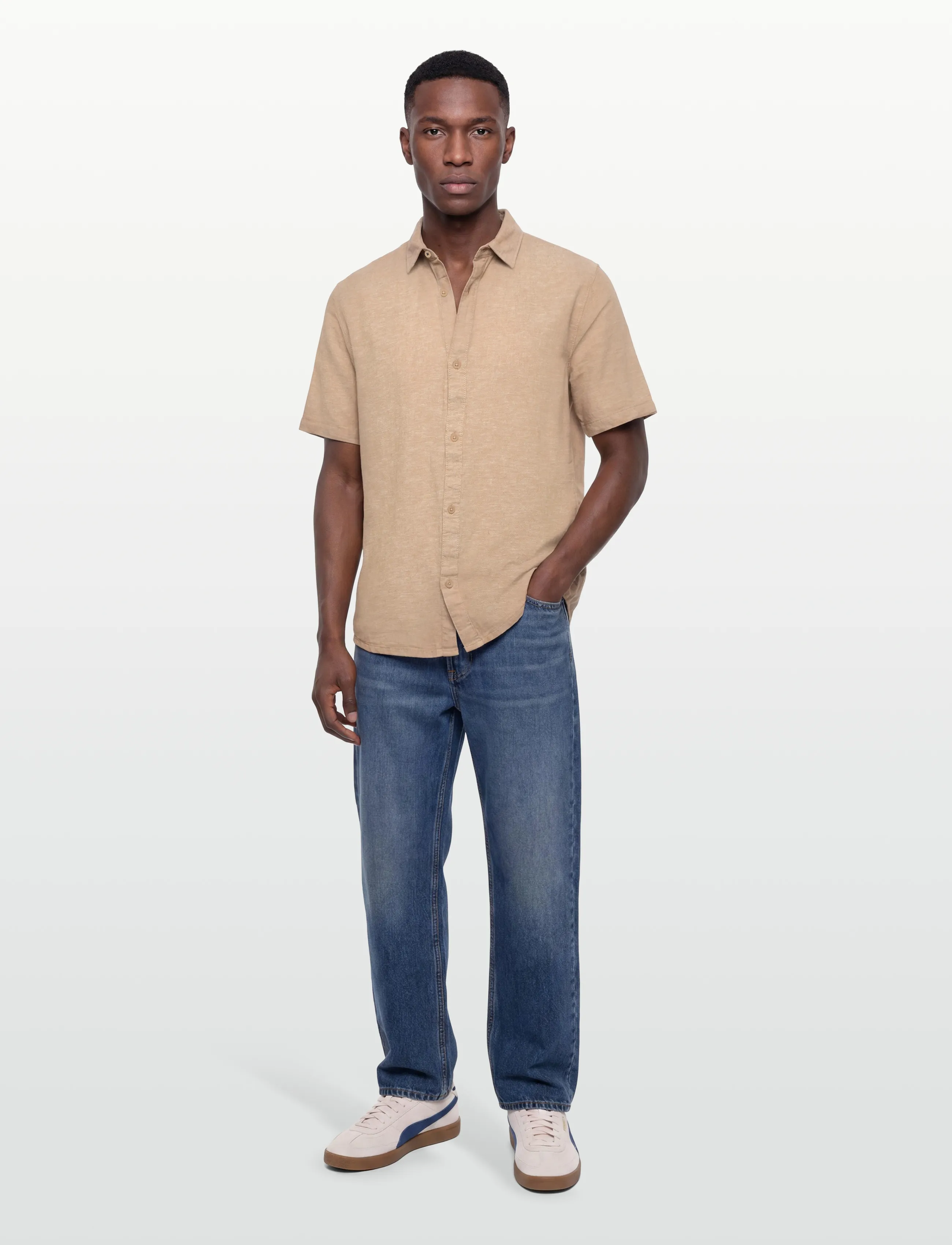 INDICODE Inleoni Ss Shirt, L, Shirts, Beige - Short-sleeved Männerswear