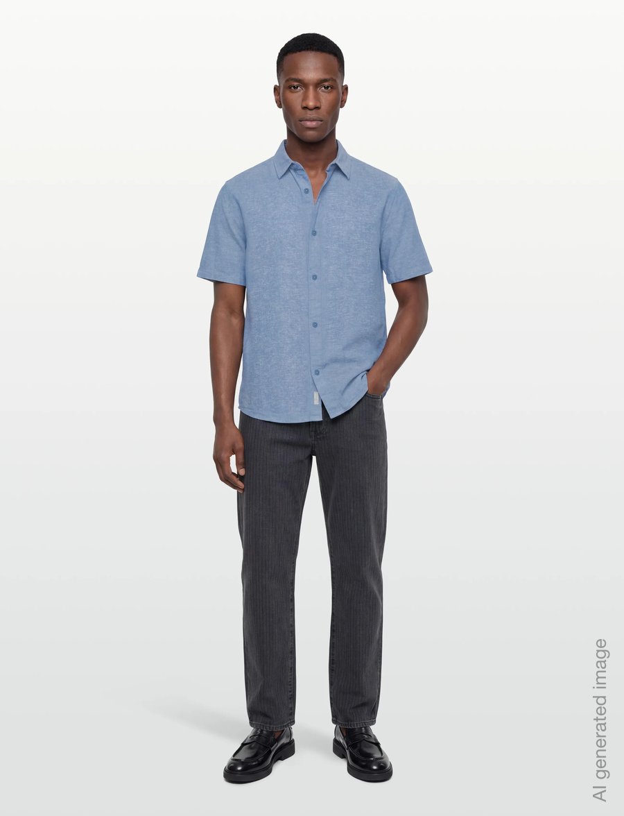 INDICODE - INLeoni ss shirt - linskjorter - parisian blue - 0