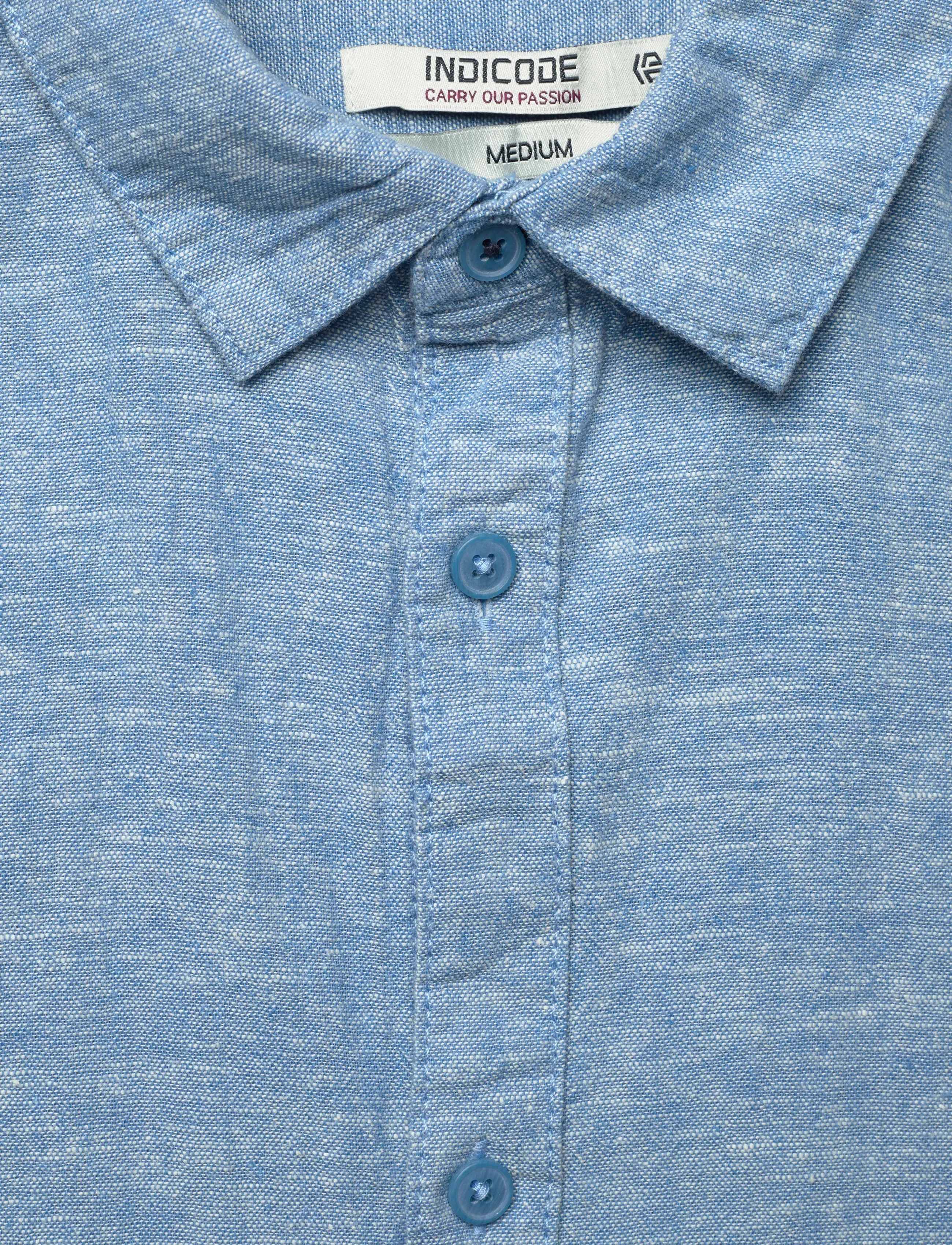 INDICODE - INLeoni ss shirt - leinenhemden - parisian blue - 5