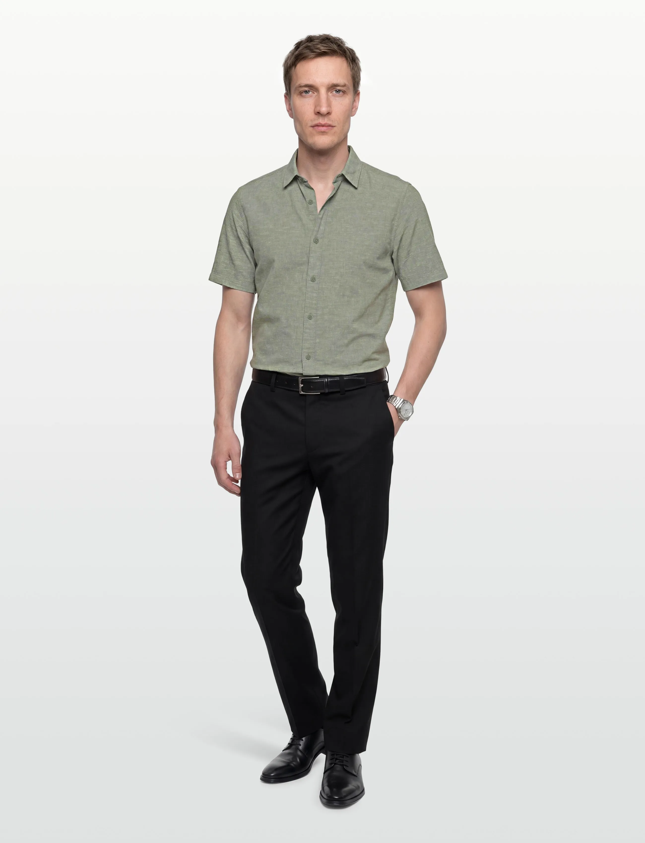 INDICODE INLeoni ss shirt - Linen shirts - SEA SPRAY / green