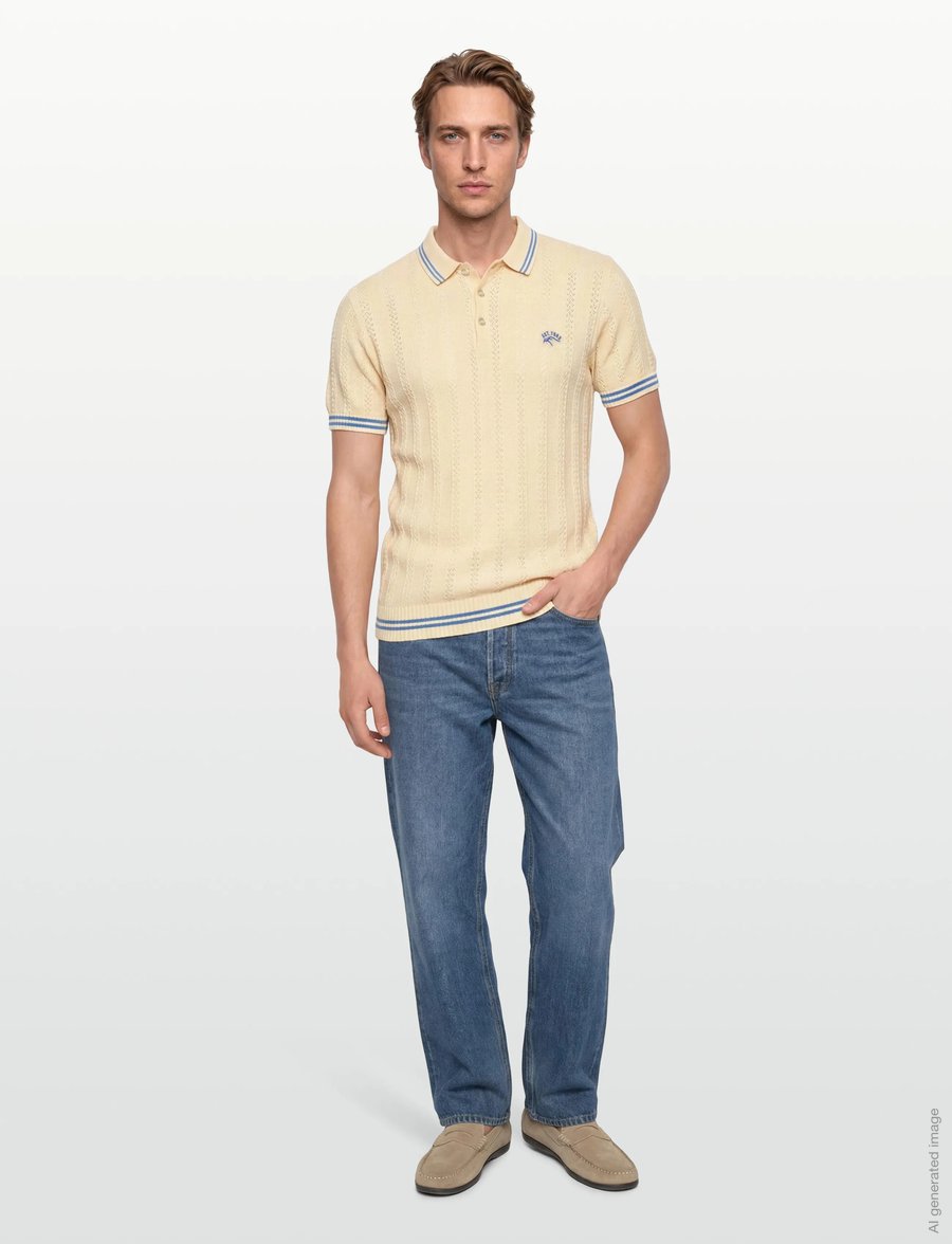 INDICODE - INLunn - langärmlige strick-polohemden - vanilla ice - 0