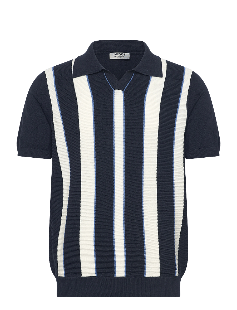 INDICODE - INRiver - langärmlige strick-polohemden - sky captain - 1