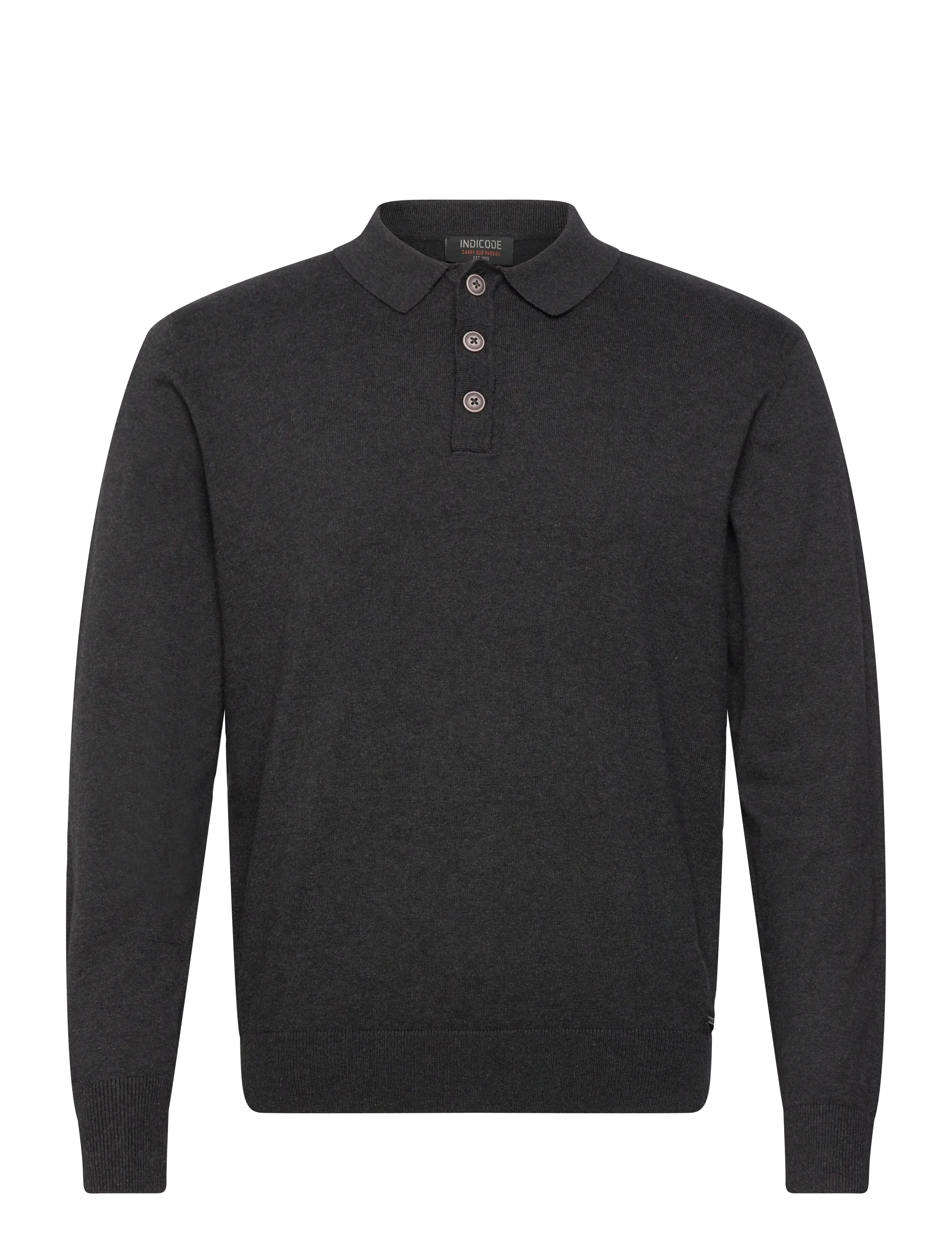 INDICODE Inzander, S, Grey, Strik > Langærmede Strikkede Poloer, Herre