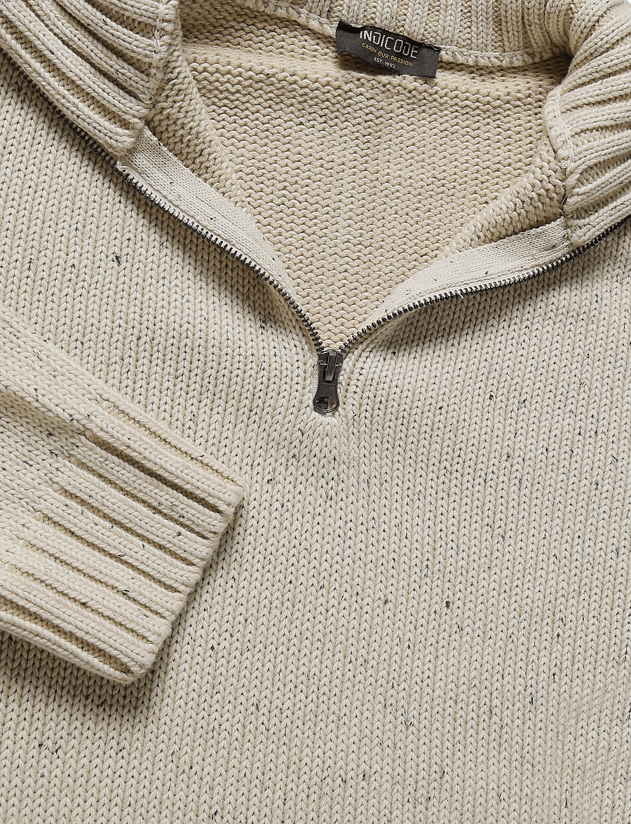 INDICODE - INOscarlo Zip - halfzip strik - ecru mix - 2