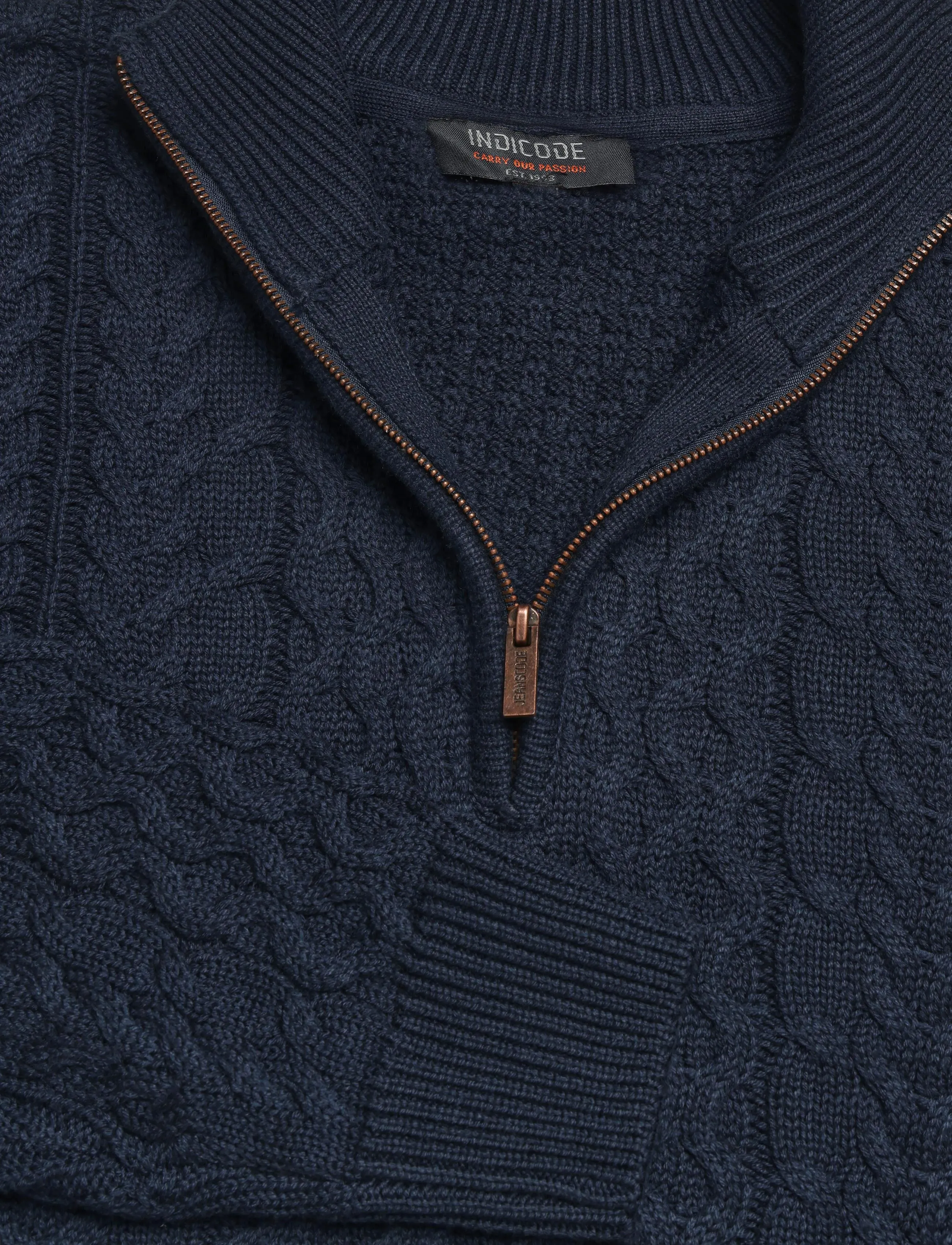 INDICODE - INFrej - pullover mit halbem reißverschluss - sky captain - 2