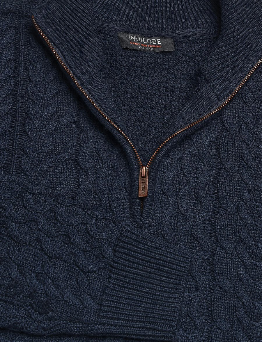 INDICODE - INFrej - pullover mit halbem reißverschluss - sky captain - 2