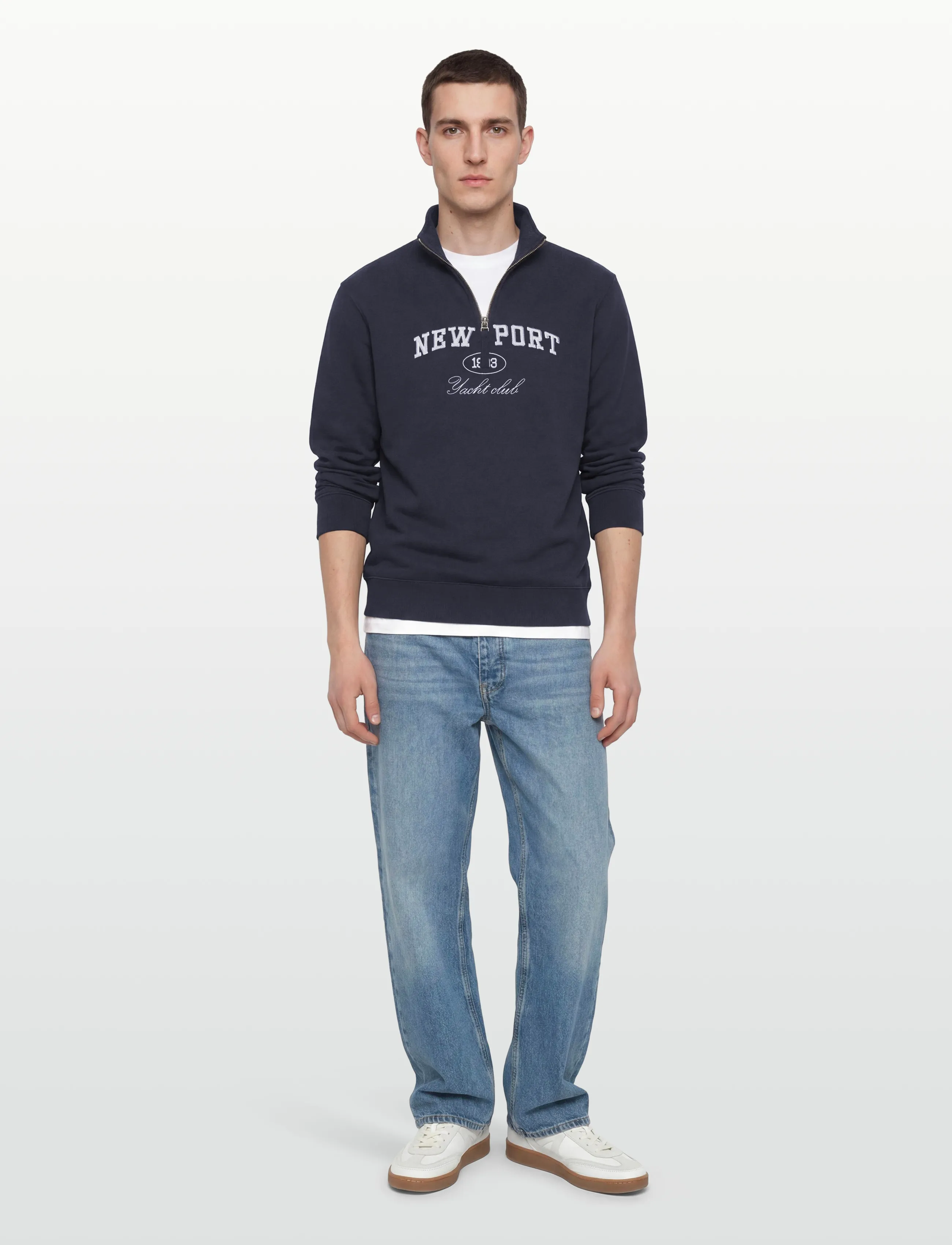 INDICODE Inrussel Half Zip Sweat, Mænd, Halv Lynlås Sweatshirt, Navy, Str: L