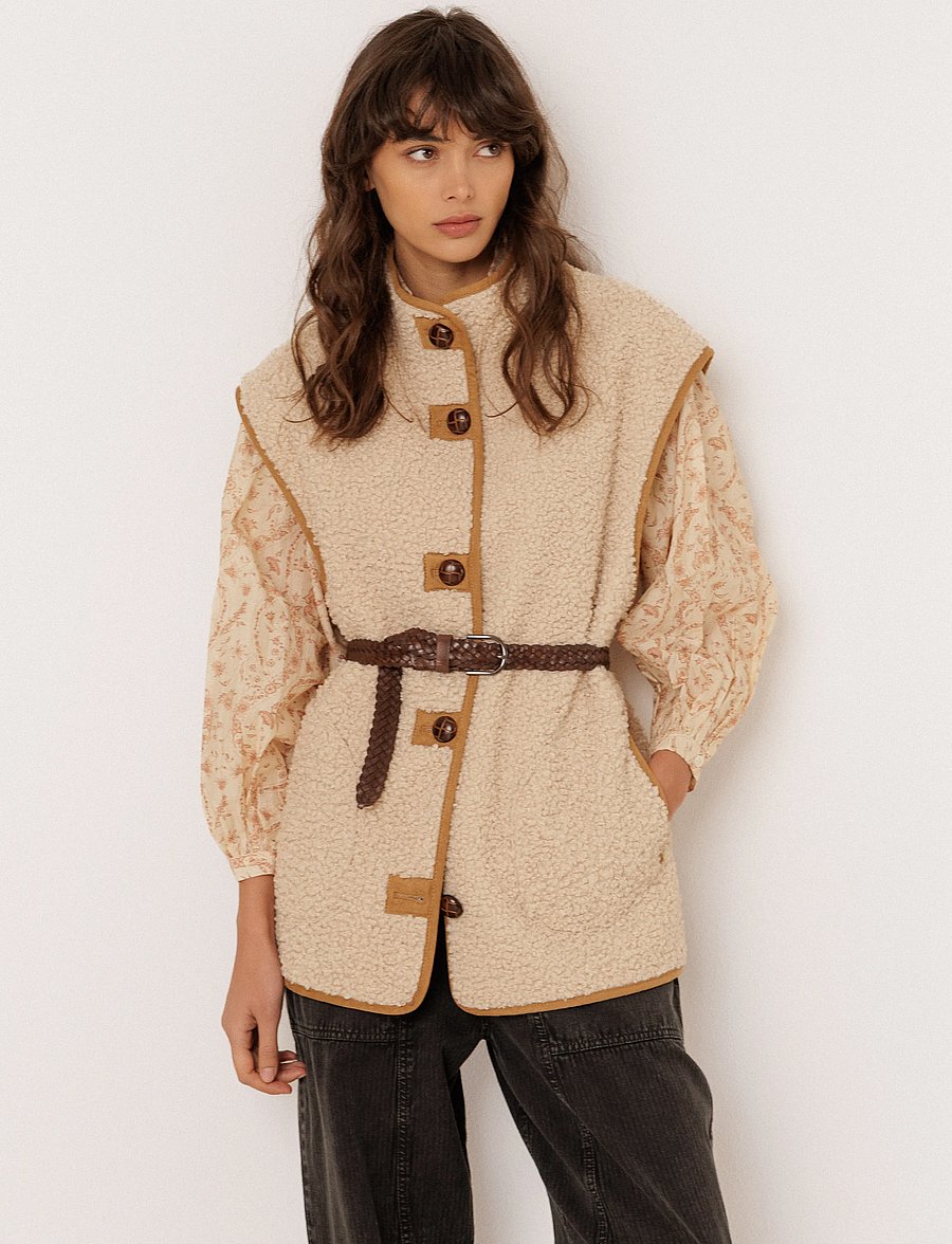 INDI&COLD - VI26MT635 - teddy-vestid - 108.camel - 0