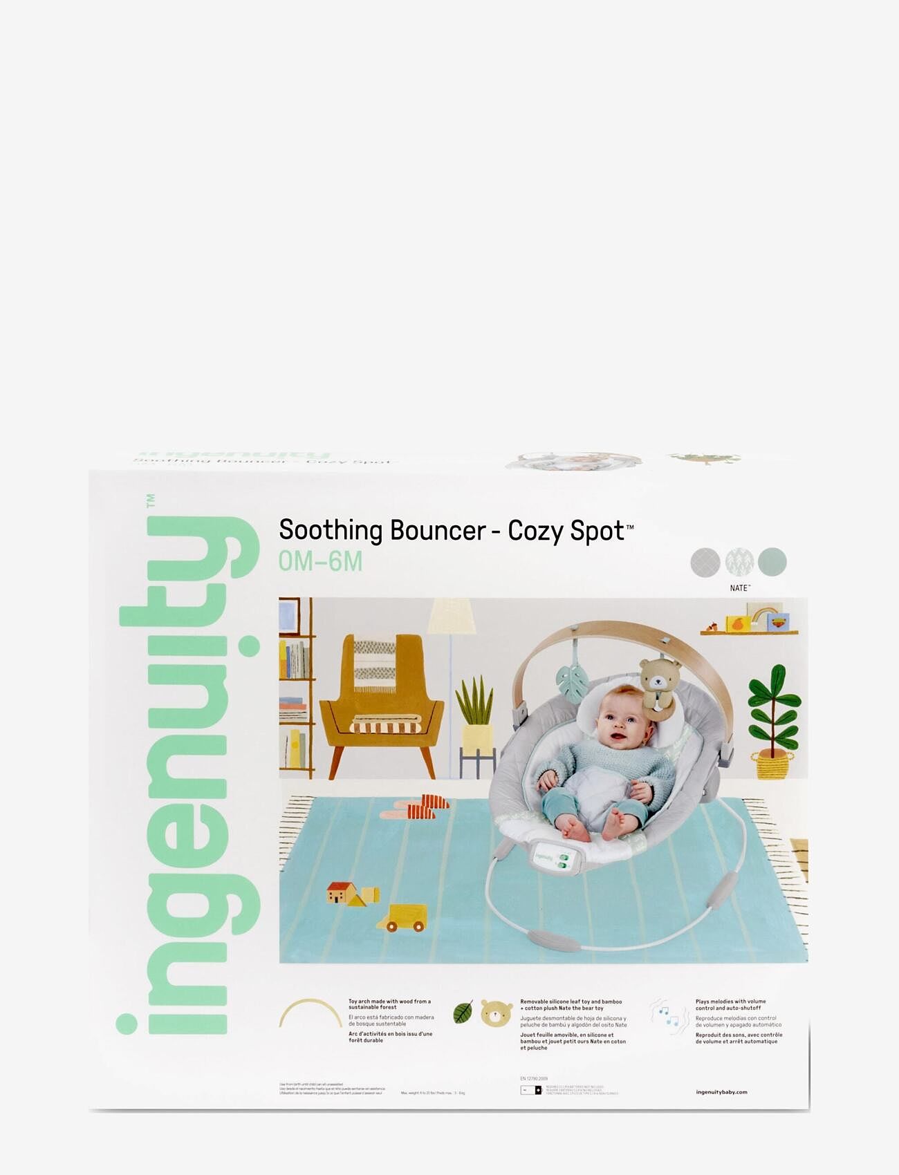 Ingenuity - Cosy Spot skråstol med aktivitetsbøjle i træ - babysitters & gungor - multi coloured - 5