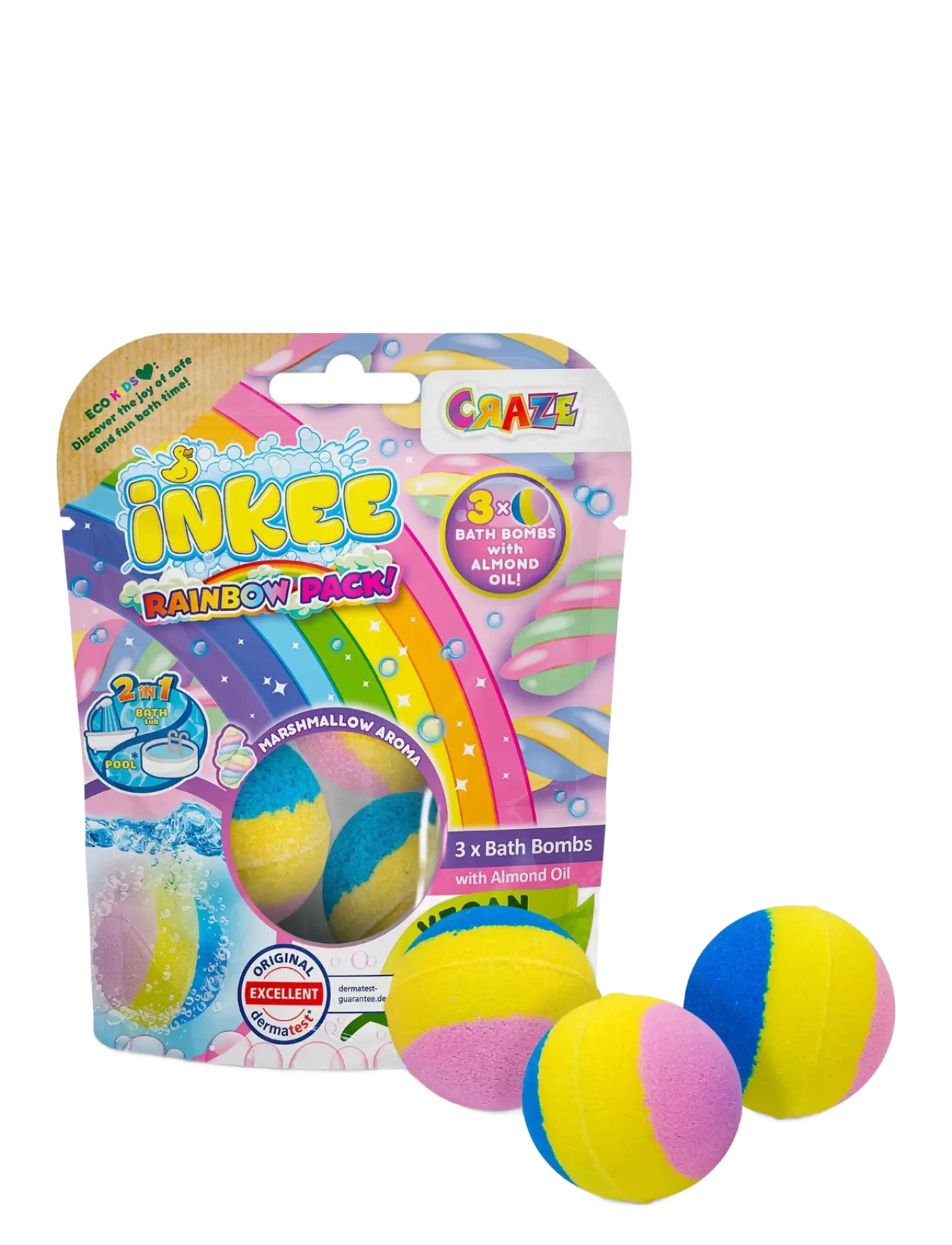 Inkee Inkee Rainbow Bath Bombs 3-P Display, One Size, Multi/patterned, Bath & Water Legetøj > Bath Legetøj, Børn