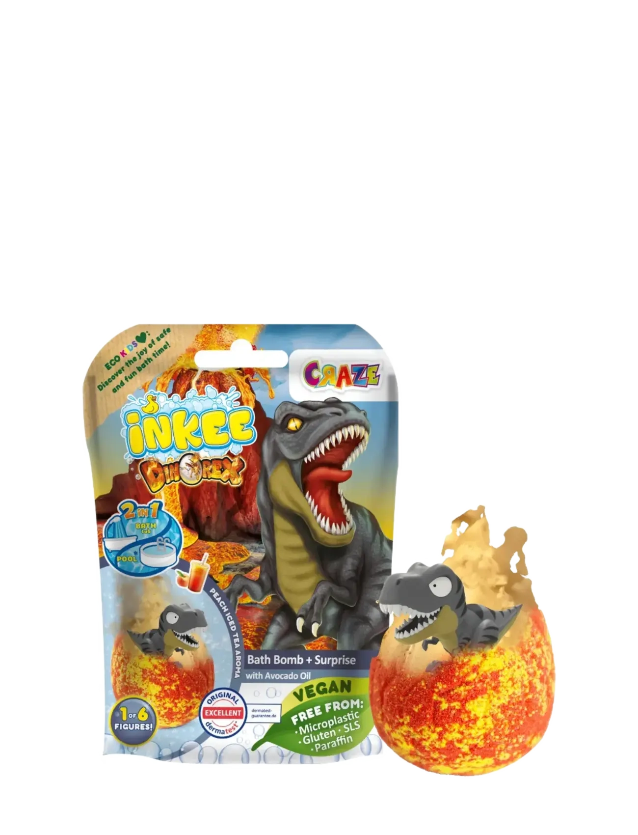 Inkee Inkee Surprise Bath Bomb Dino, One Size, Multi/patterned, Bath & Water Legetøj > Bath Legetøj, Børn