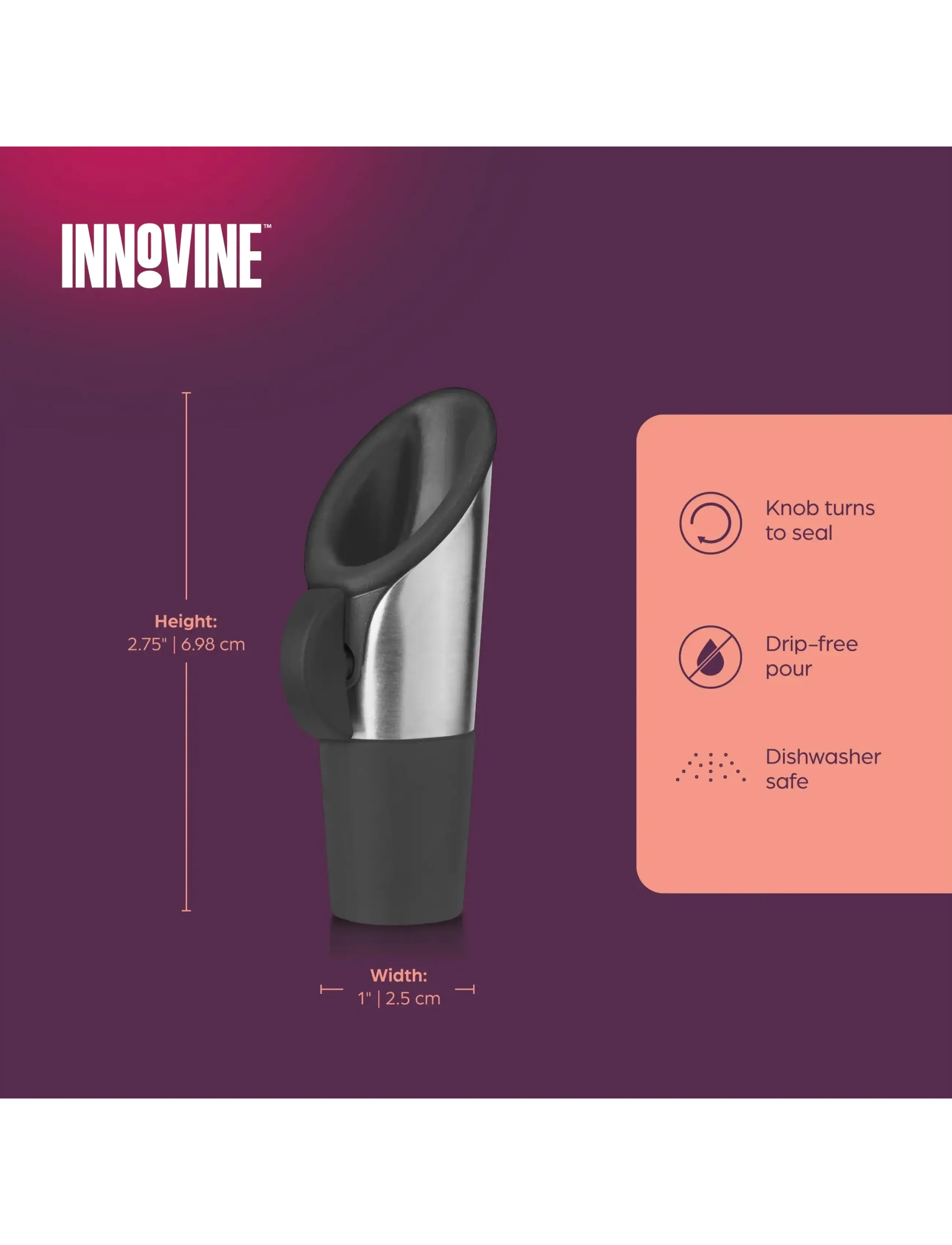 Innovine - Wine Pourer and Stopper in Graphite by Innovine™ - flasköppnare & vinförslutare - black - 2