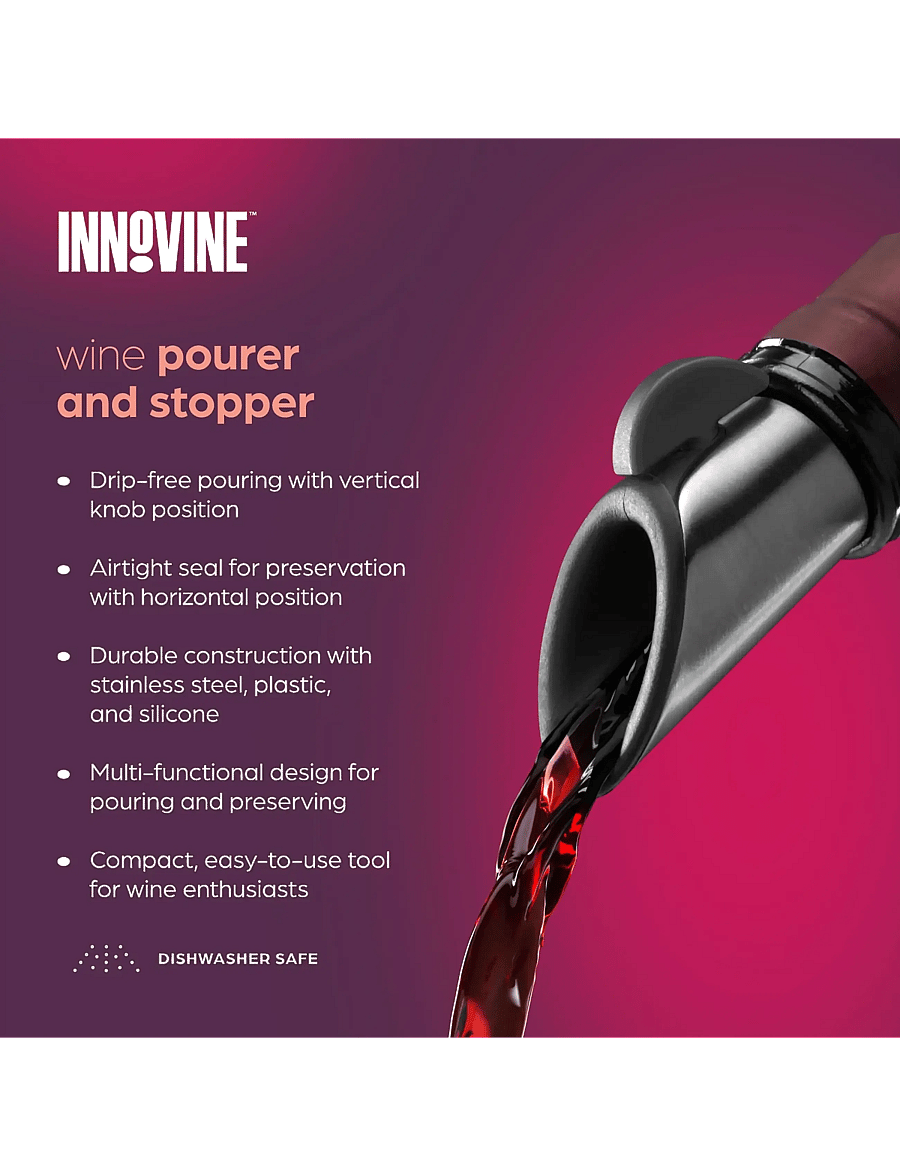 Innovine - Wine Pourer and Stopper in Graphite by Innovine™ - black - 3
