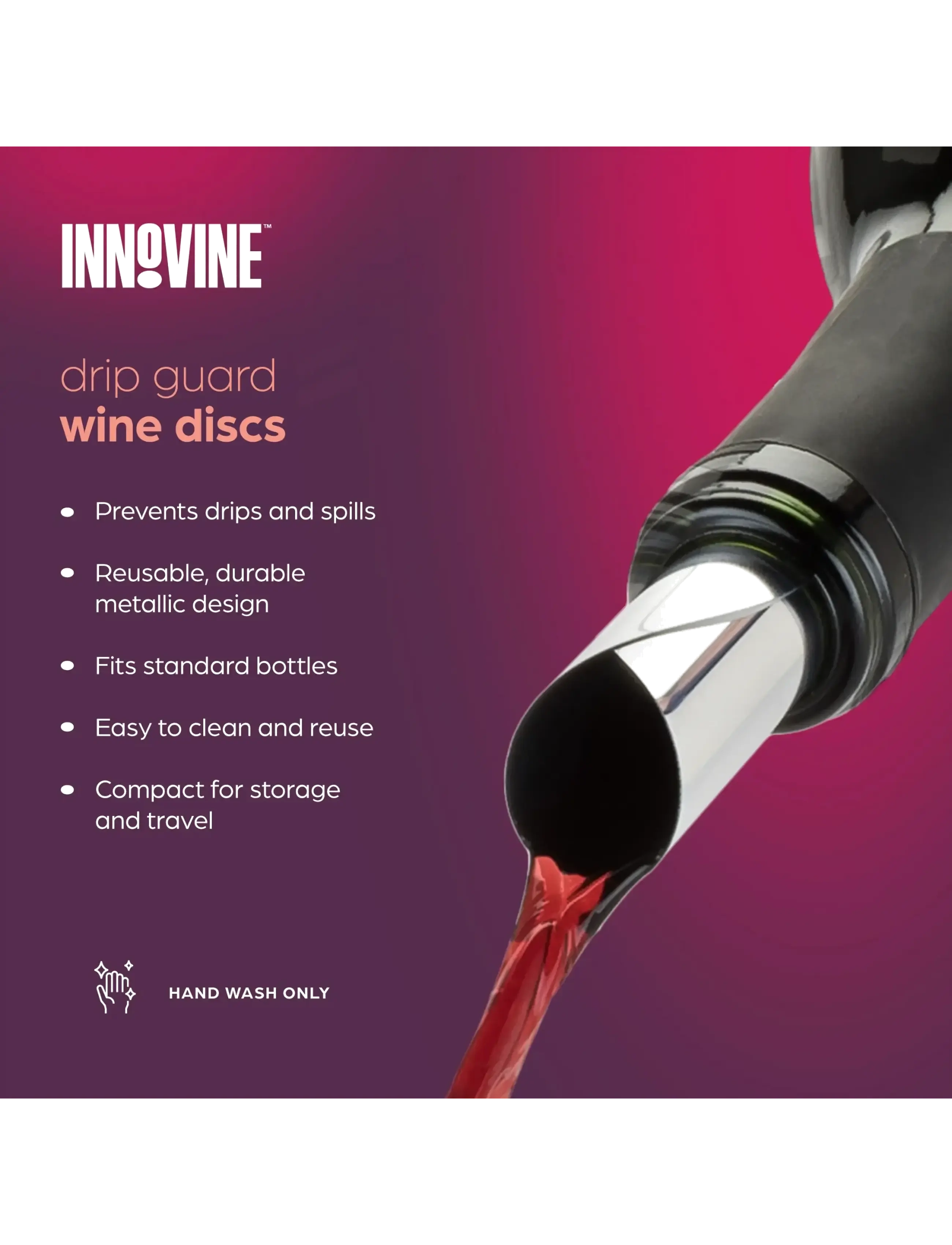 Innovine - Drip Guard Wine Discs (Pk of 6) by Innovine™ - flasköppnare & vinförslutare - black - 2