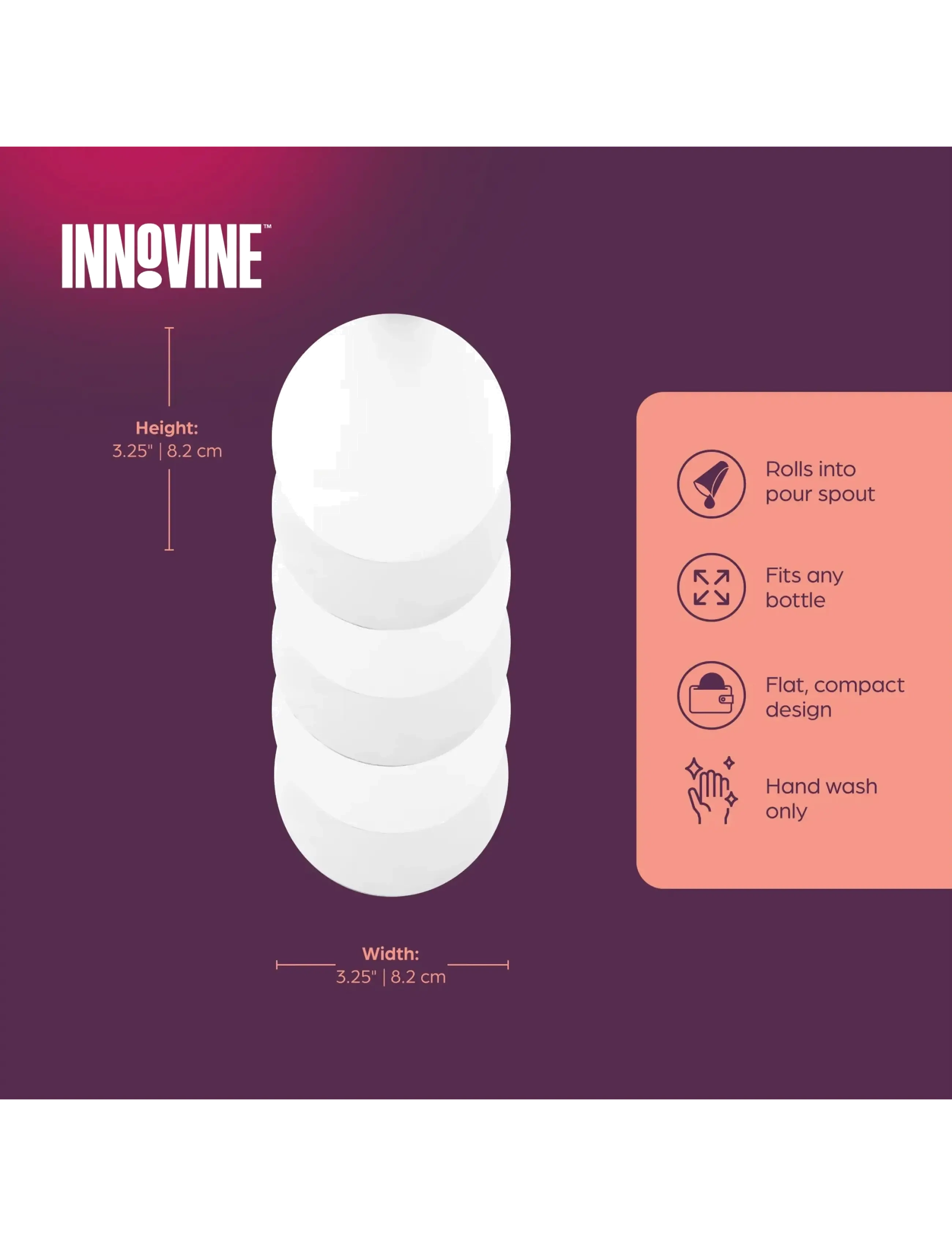 Innovine - Drip Guard Wine Discs (Pk of 6) by Innovine™ - flasköppnare & vinförslutare - black - 3