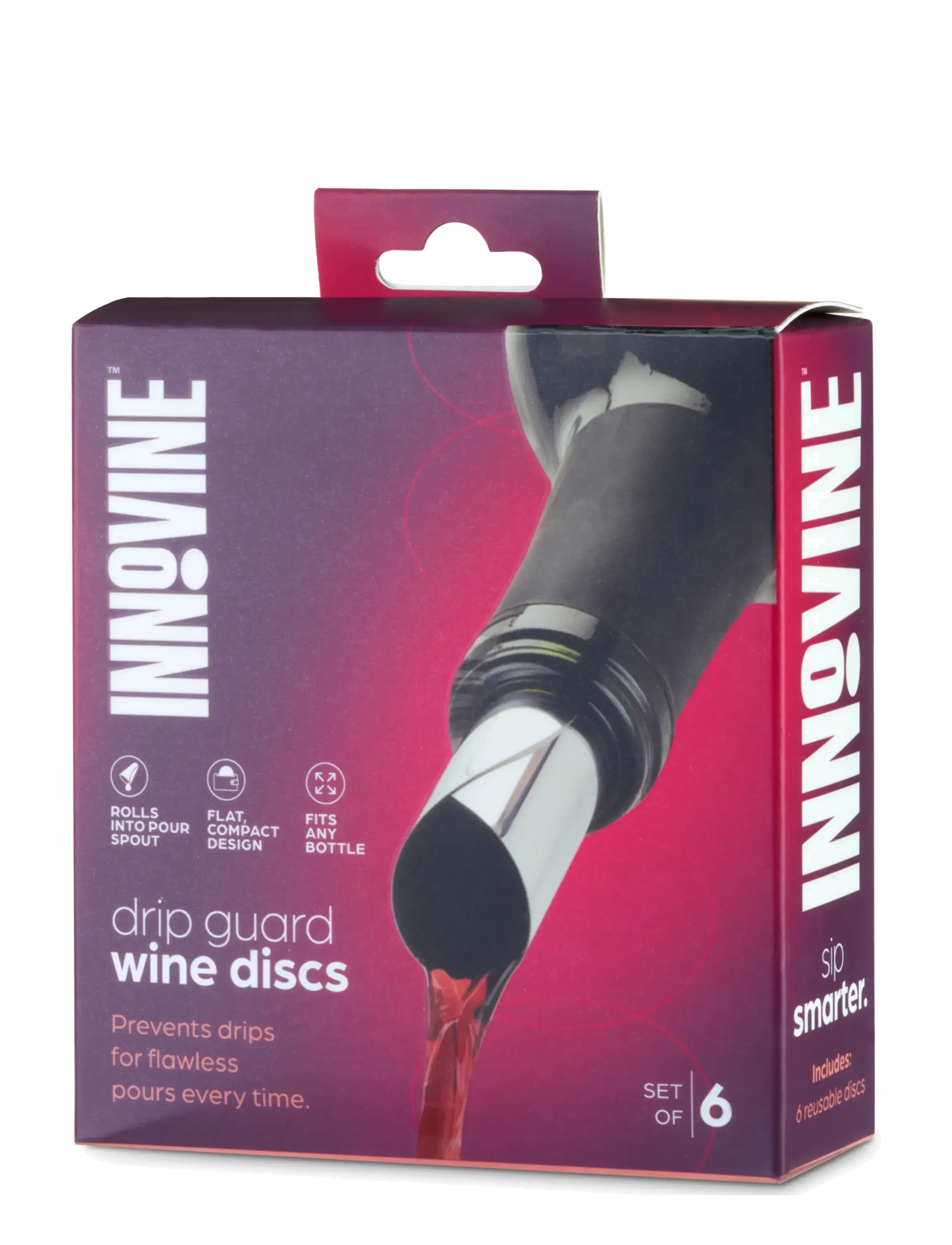 Innovine - Drip Guard Wine Discs (Pk of 6) by Innovine™ - flasköppnare & vinförslutare - black - 4