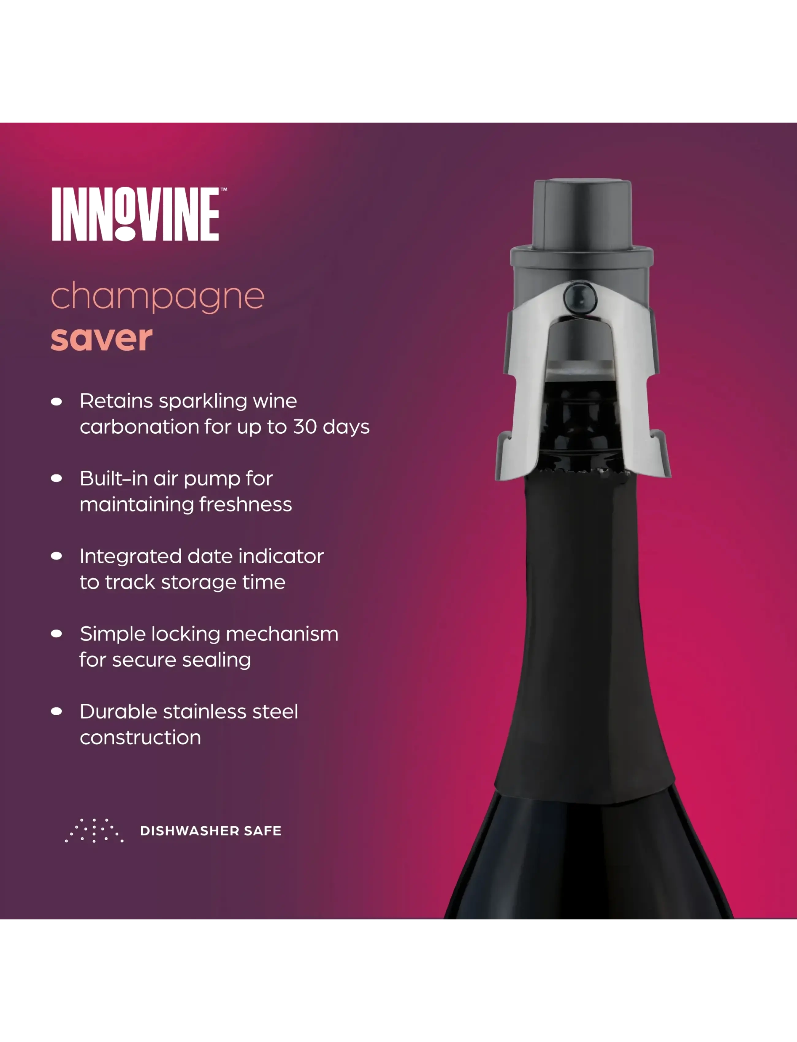 Innovine - Champagne Saver in Graphite by Innovine™ - flasköppnare & vinförslutare - grey - 5