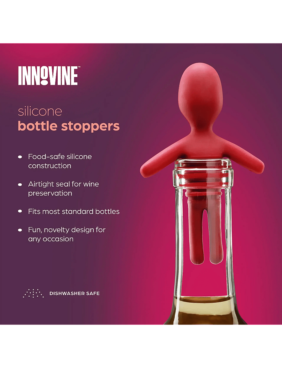 Innovine - Silicone Bottle Stoppers Set of 2 by Innovine™ - black/red - 3