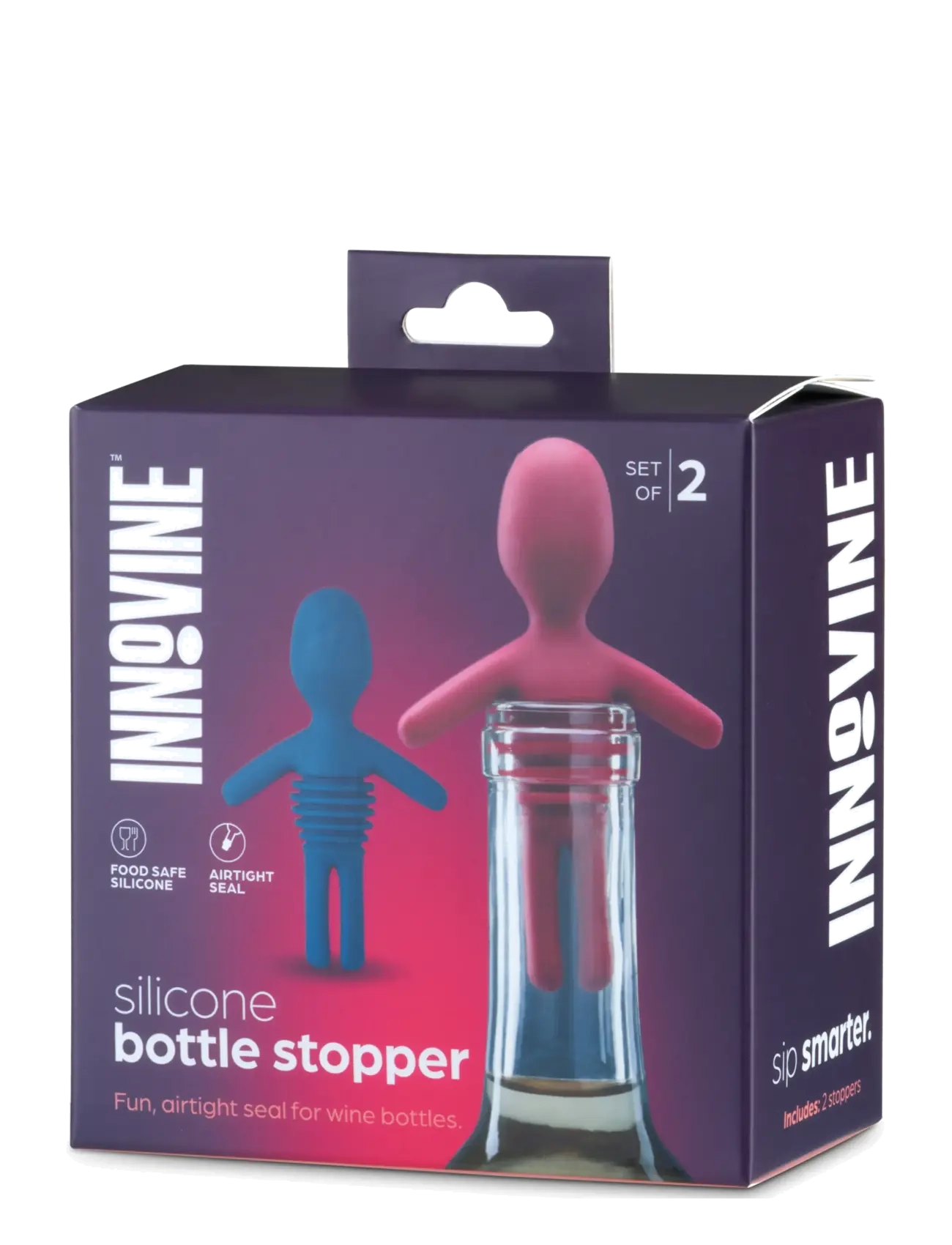 Innovine - Silicone Bottle Stoppers Set of 2 by Innovine™ - flasköppnare & vinförslutare - black/red - 4