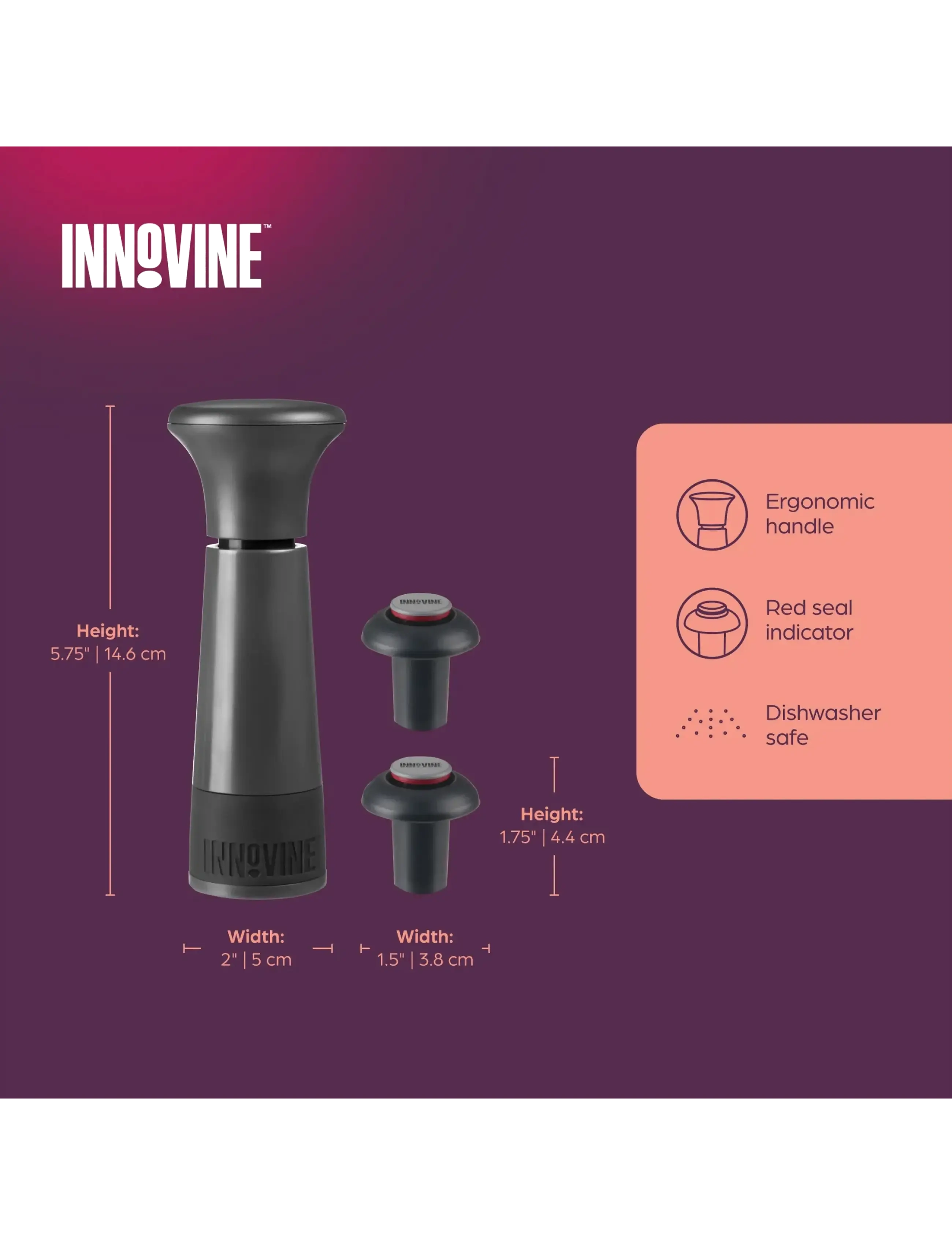 Innovine - Vacuum Pump Wine Saver in Graphite by Innovine™ - vakuumförpackare - grey - 2