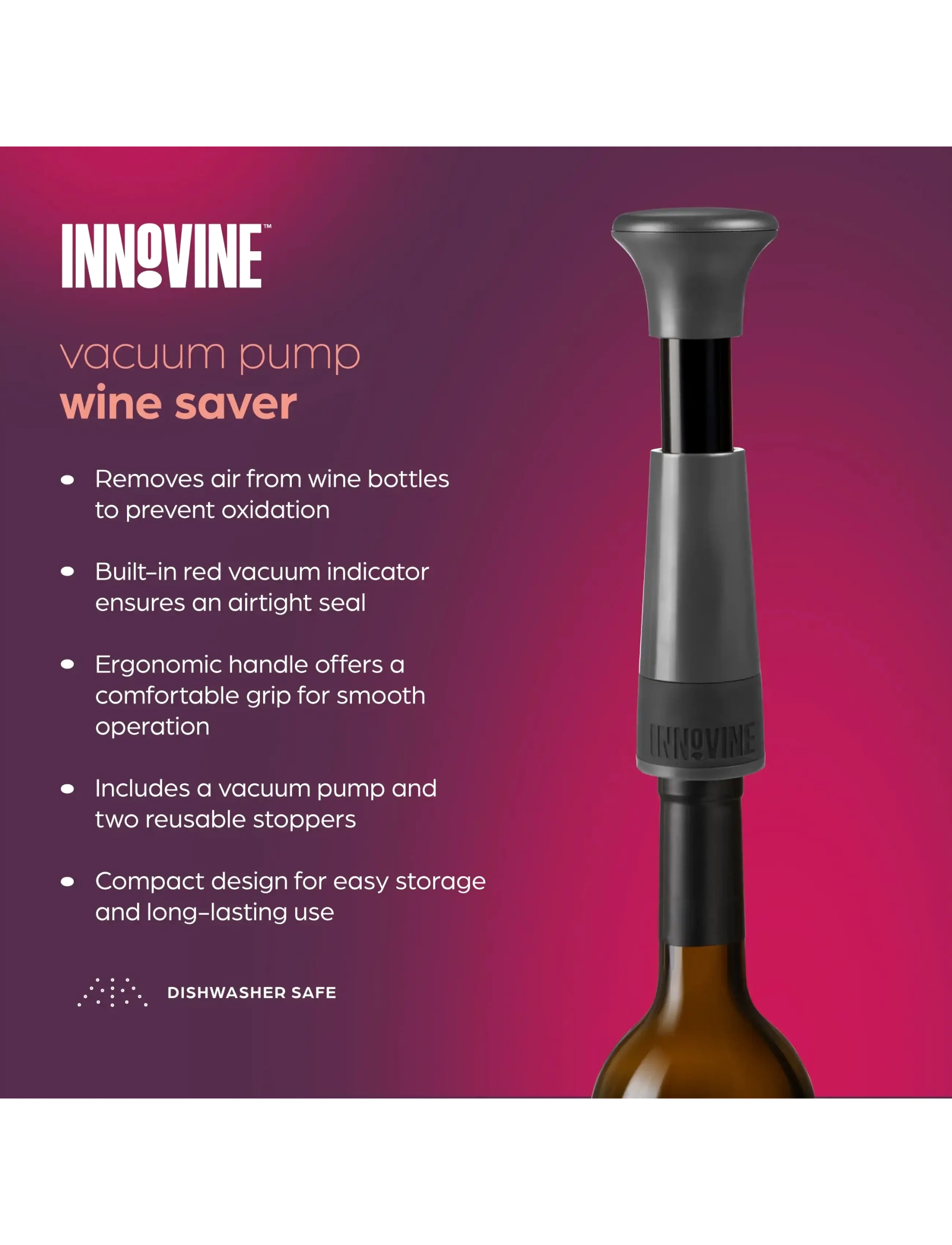 Innovine - Vacuum Pump Wine Saver in Graphite by Innovine™ - vakuumförpackare - grey - 3