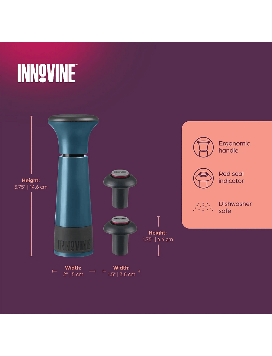 Innovine - Vacuum Pump Wine Saver in Deep Teal by Innovine™ - teal - 4
