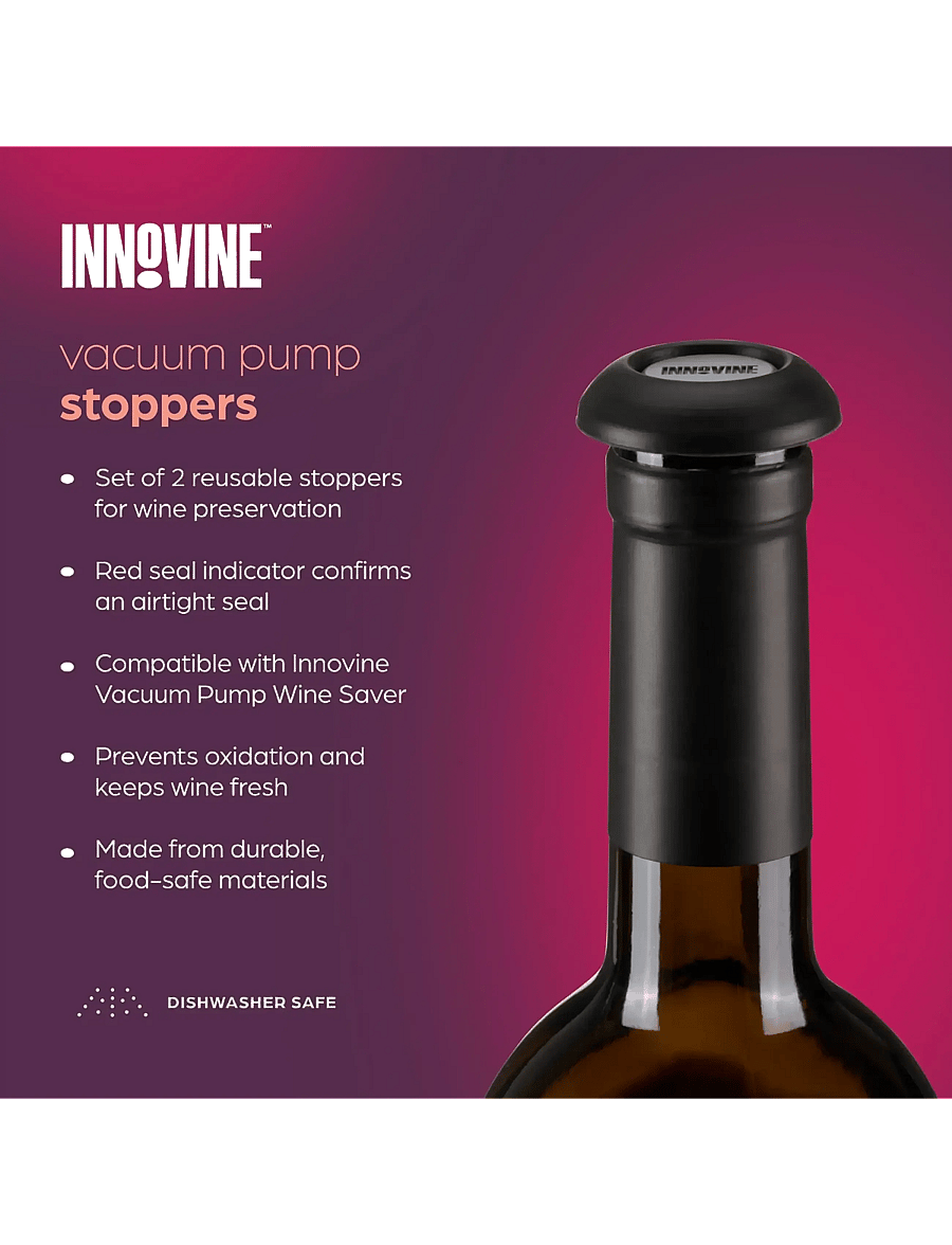 Innovine - Vacuum Pump Stoppers (set of 2) by Innovine™ - black - 3