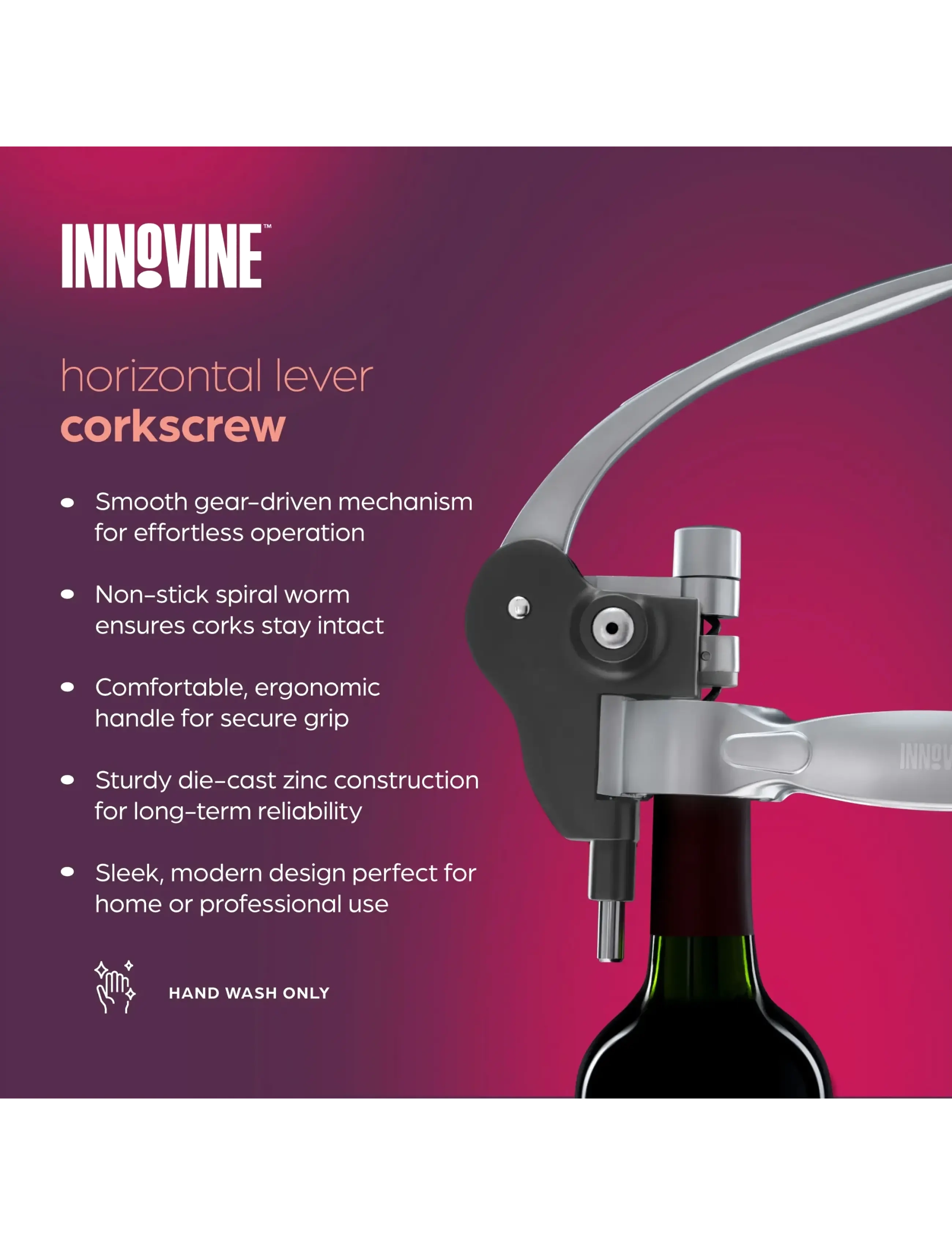 Innovine - Horizontal Lever Corkscrew by Innovine™ - bottle openers & wine stoppers - black - 5