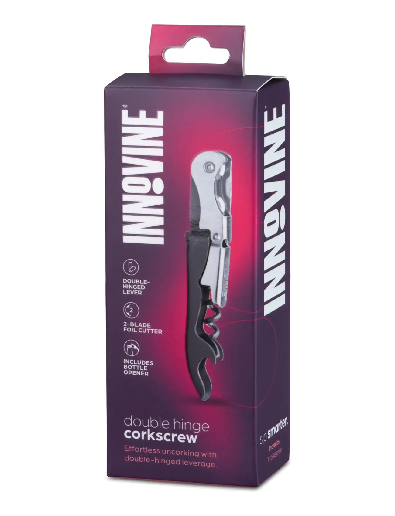 Innovine - Double Hinge Corkscrew in Graphite by Innovine™ - flasköppnare & vinförslutare - grey - 5