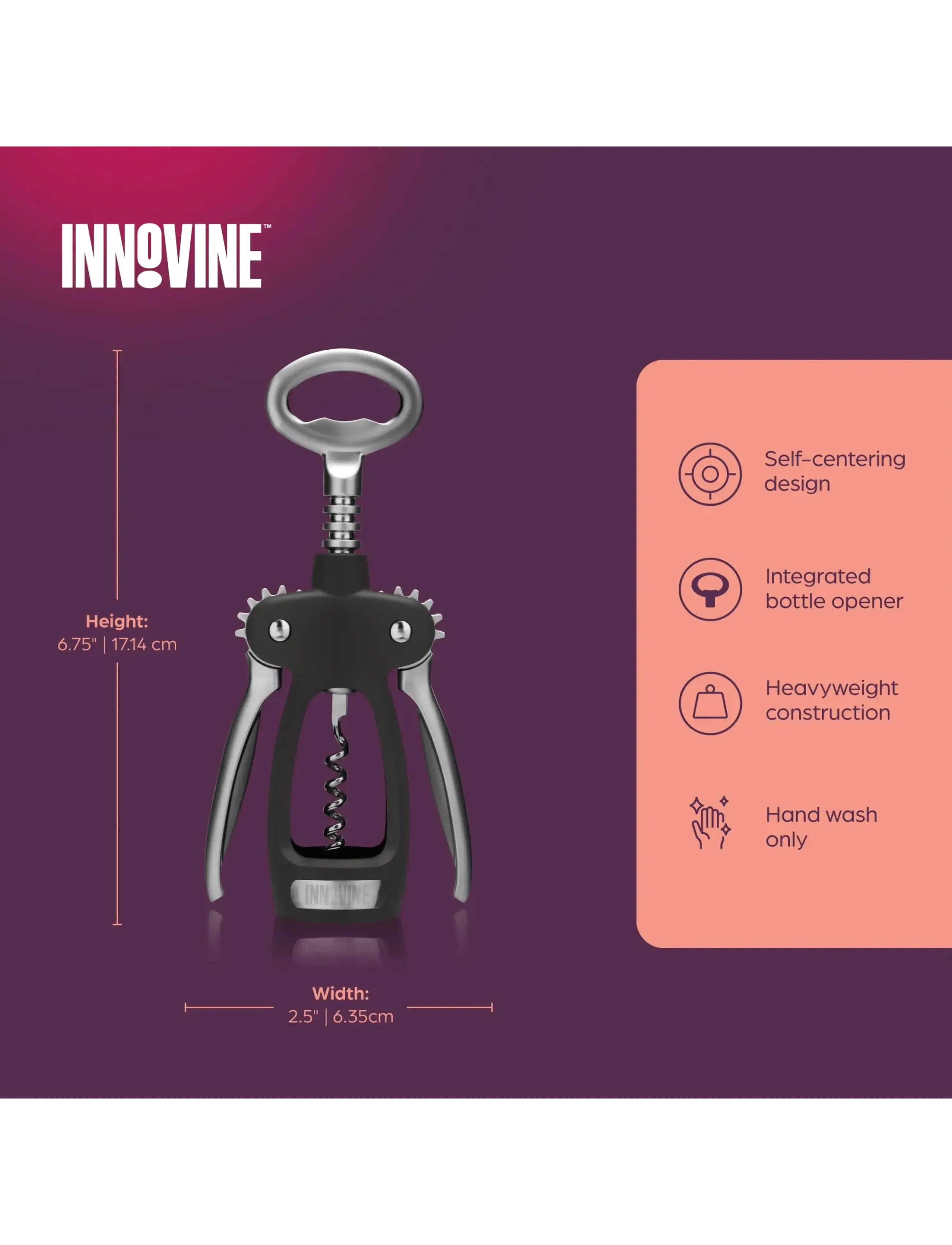 Innovine - Double Lever Corkscrew in Graphite by Innovine™ - flasköppnare & vinförslutare - black - 2