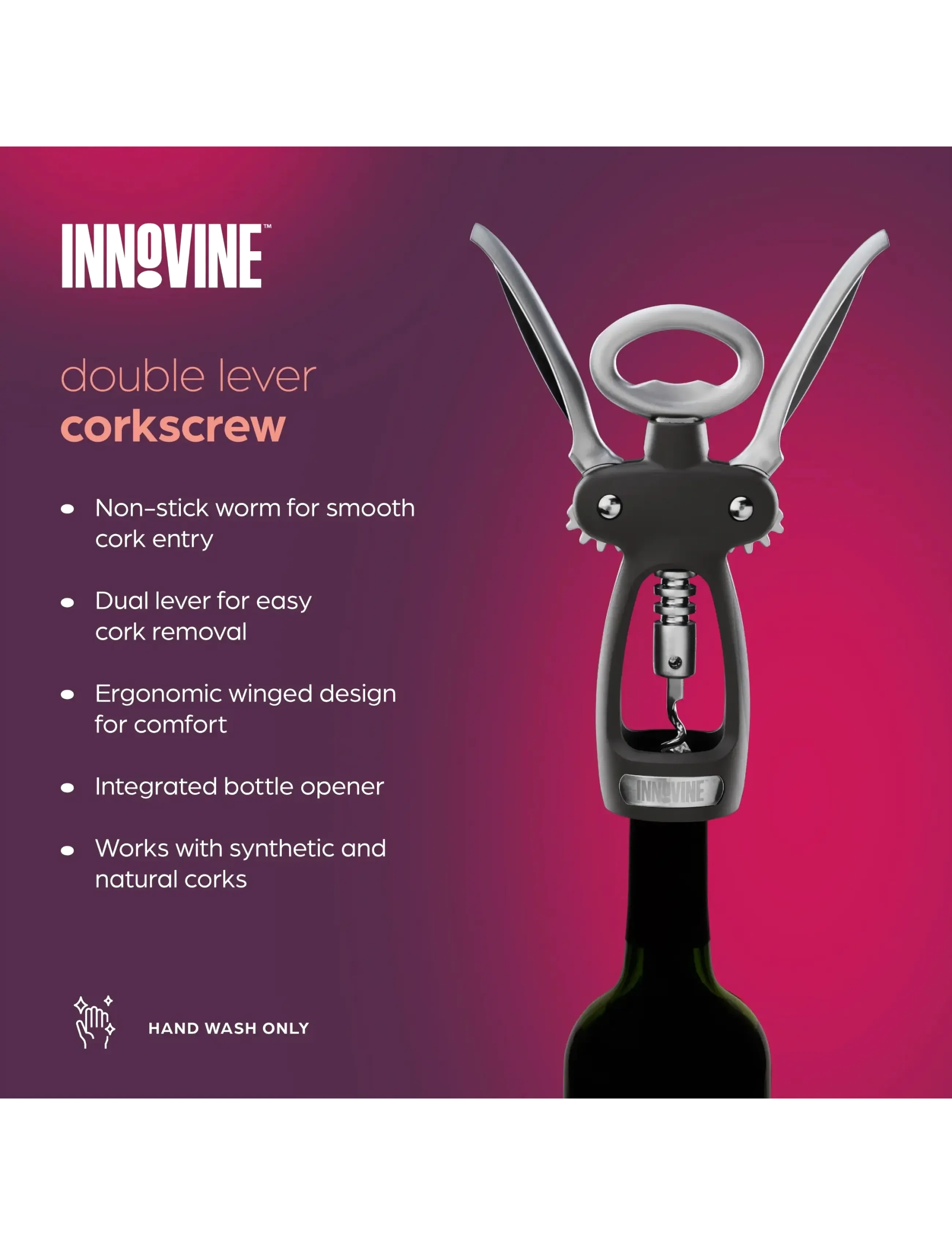 Innovine - Double Lever Corkscrew in Graphite by Innovine™ - flasköppnare & vinförslutare - black - 4