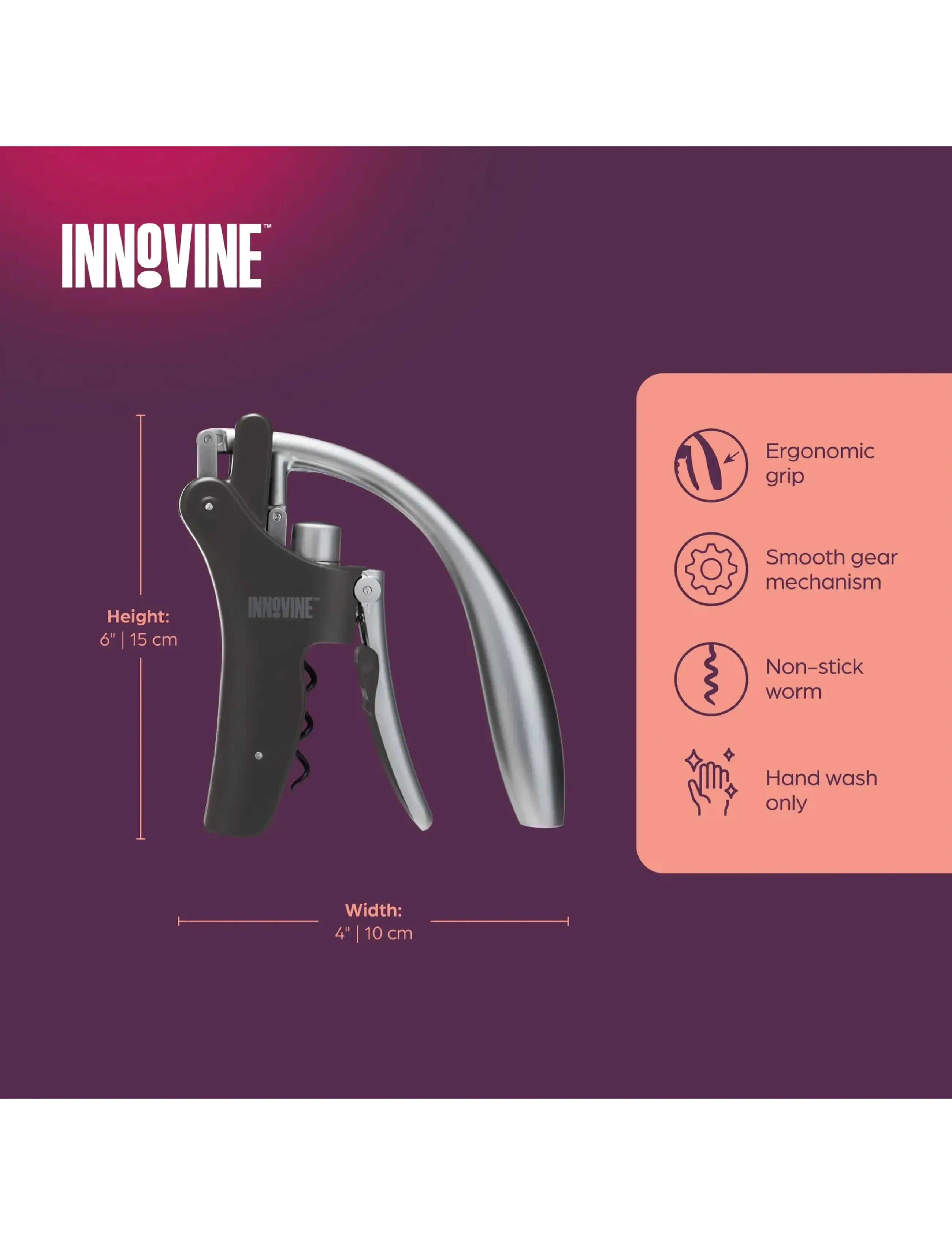 Innovine - Vertical Lever Corkscrew by Innovine™ - Övriga köksredskap - black - 2
