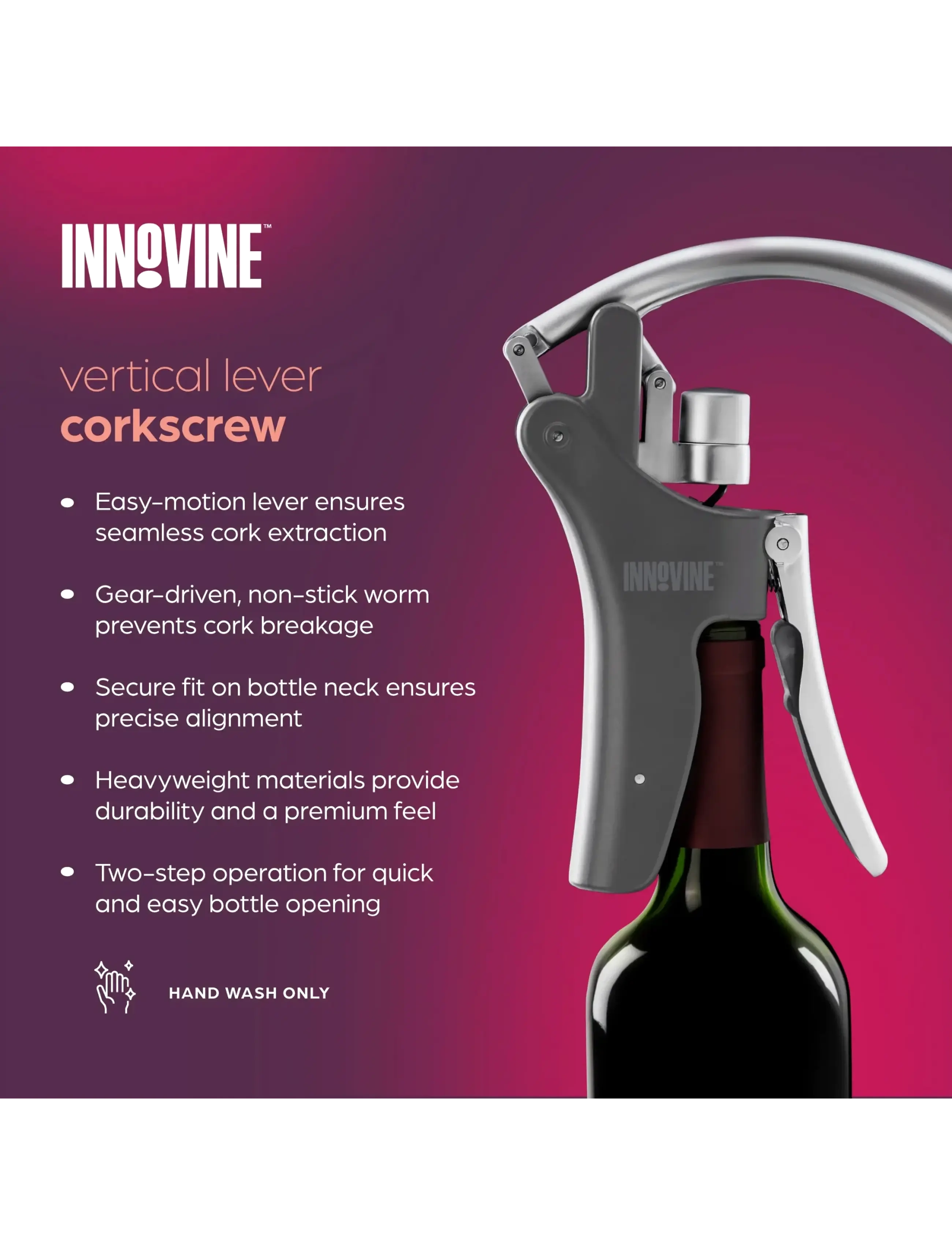 Innovine - Vertical Lever Corkscrew by Innovine™ - Övriga köksredskap - black - 4