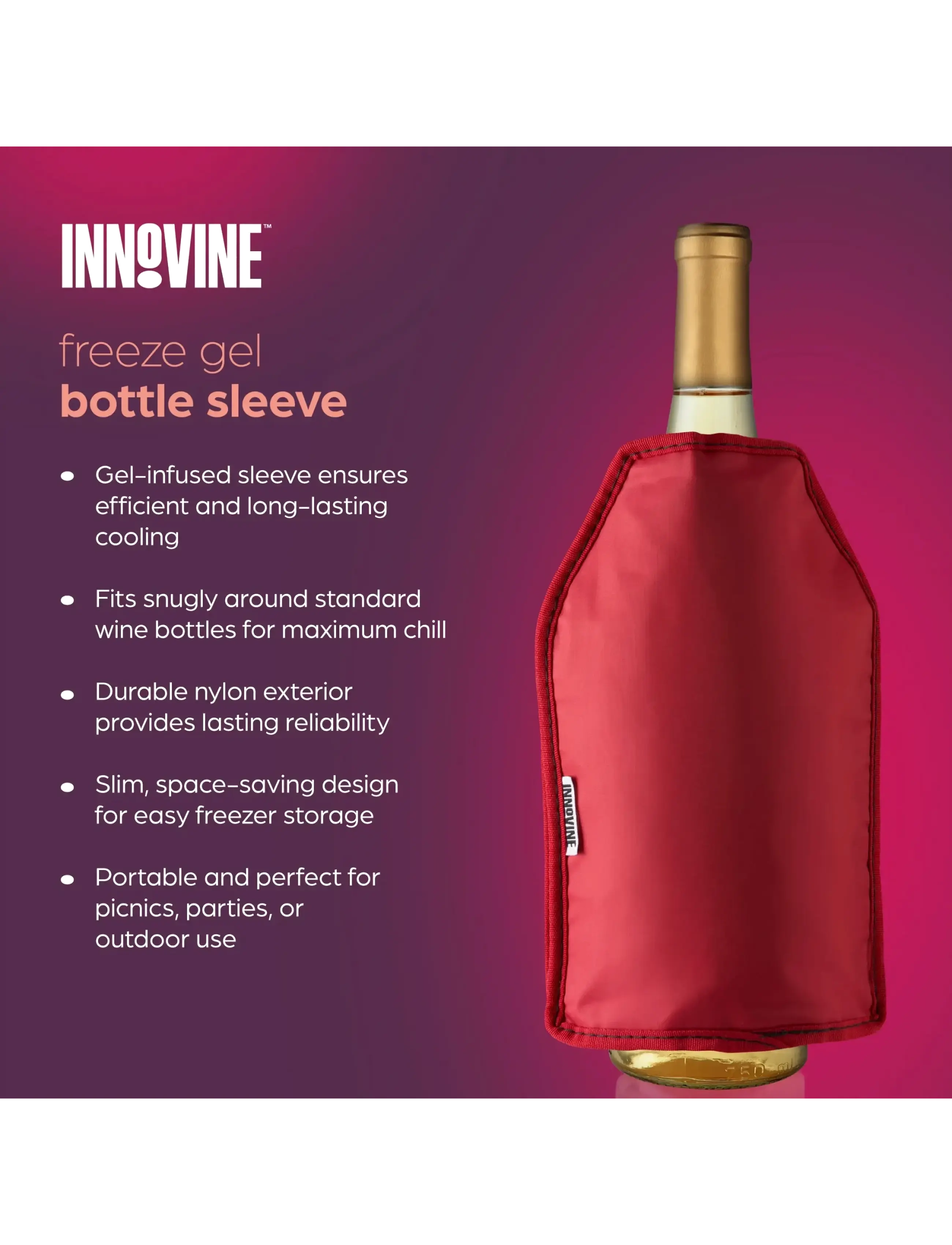 Innovine - Wine Chilling Wrap in Raspberry by Innovine™ - flaskkylare - red - 3