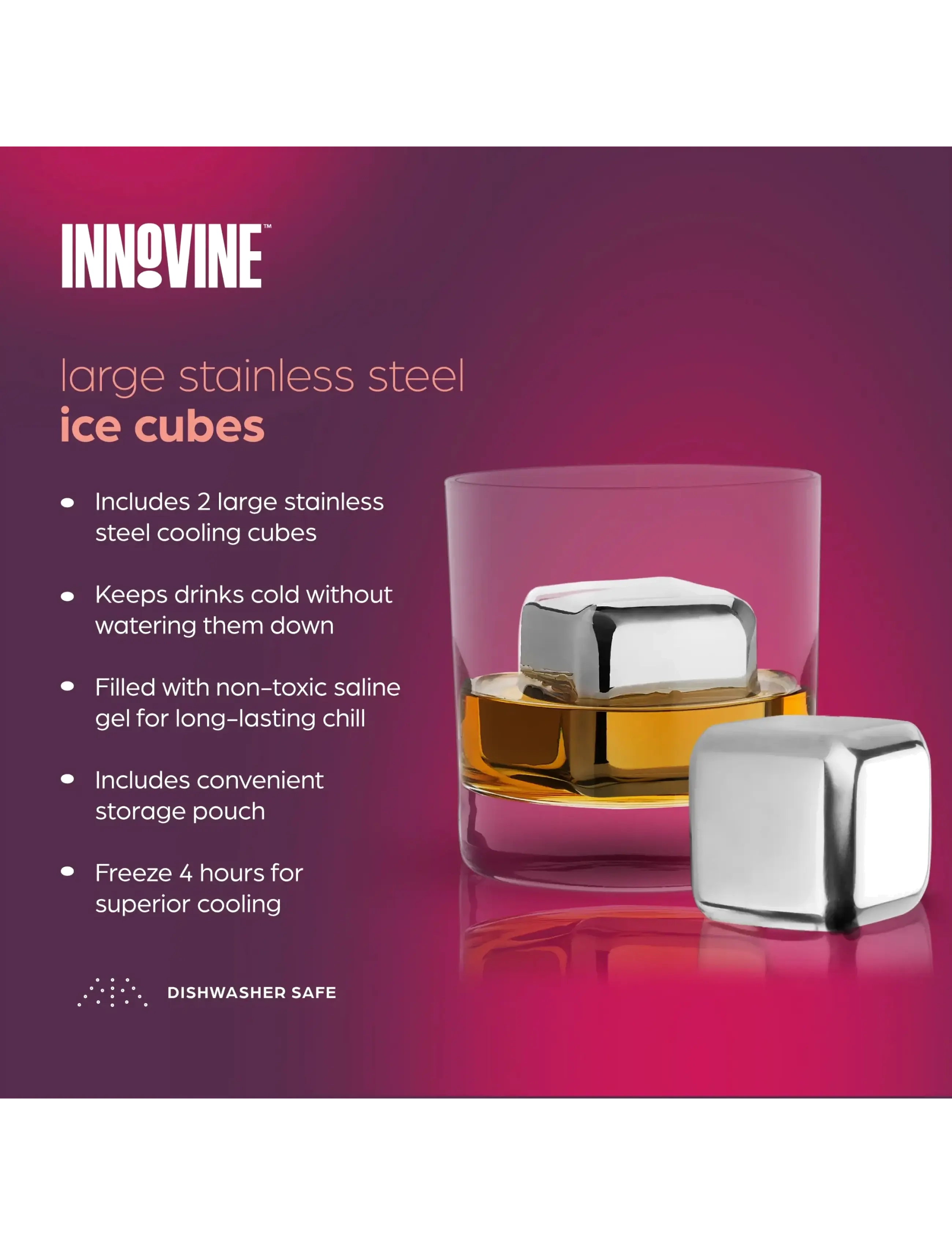 Innovine - Large Stainless Steel Cooling Cubes by Innovine™ - whiskeystenar - silver - 3