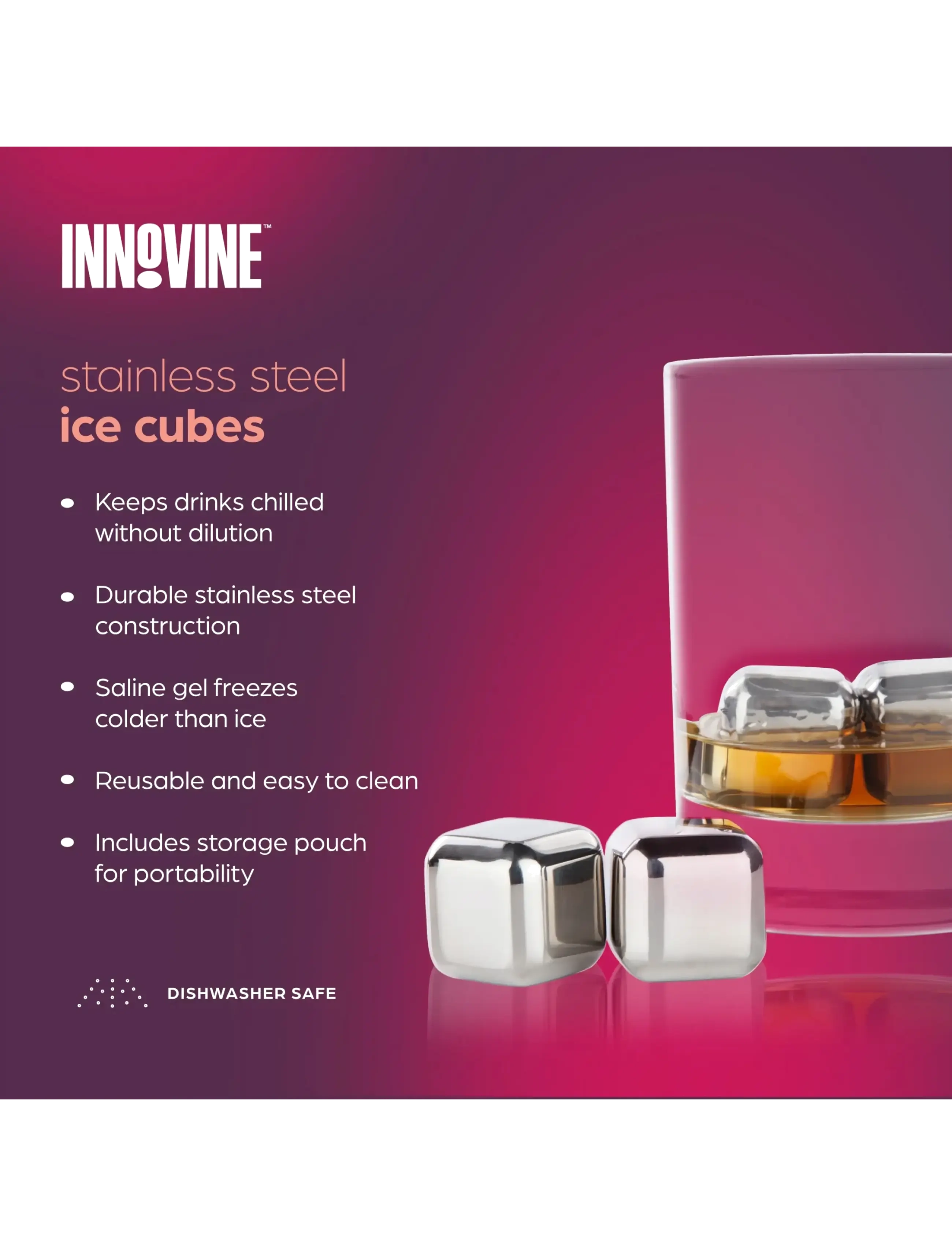 Innovine - Stainless Steel Cooling Cubes by Innovine™ - whiskeystenar - silver - 2