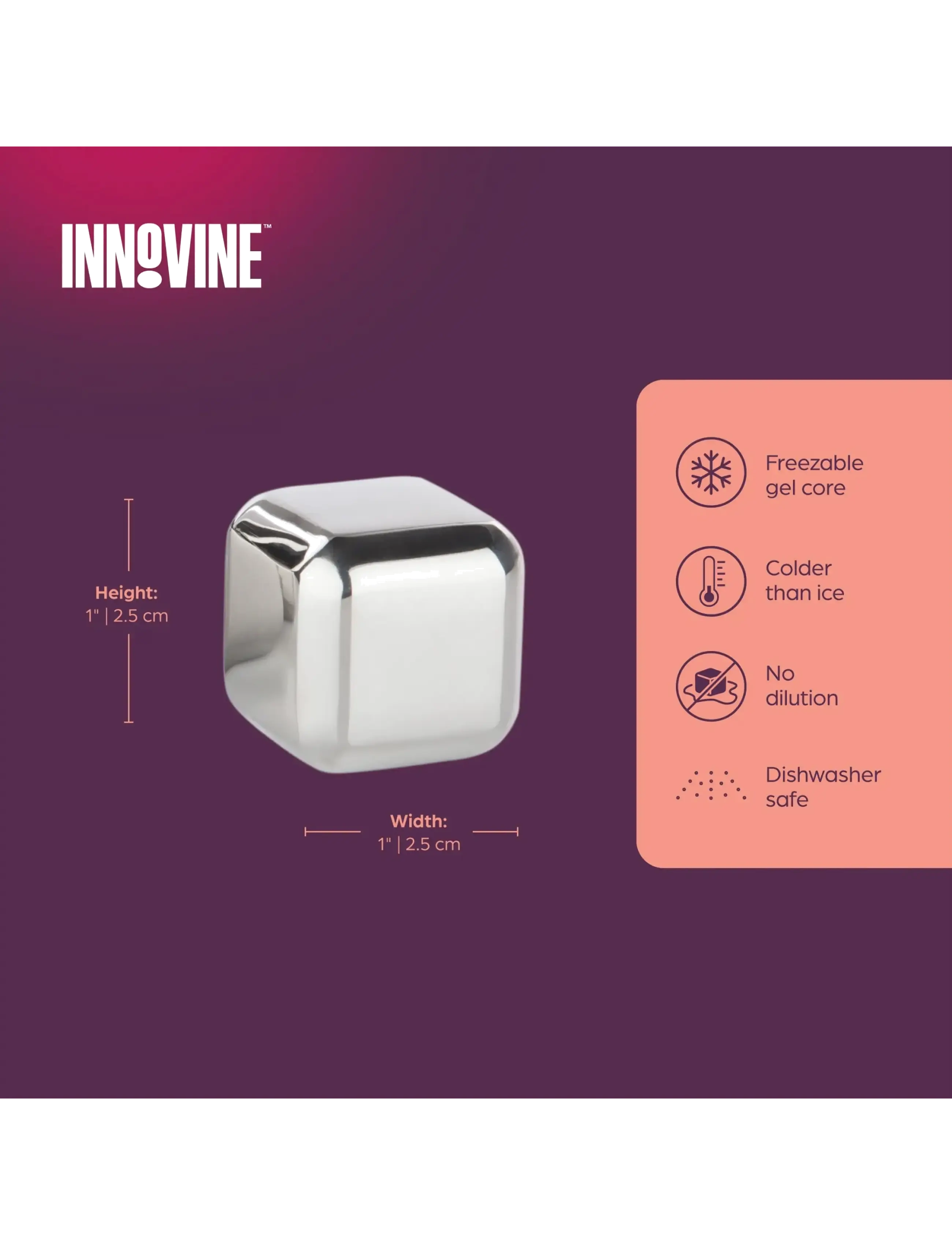 Innovine - Stainless Steel Cooling Cubes by Innovine™ - whiskeystenar - silver - 3